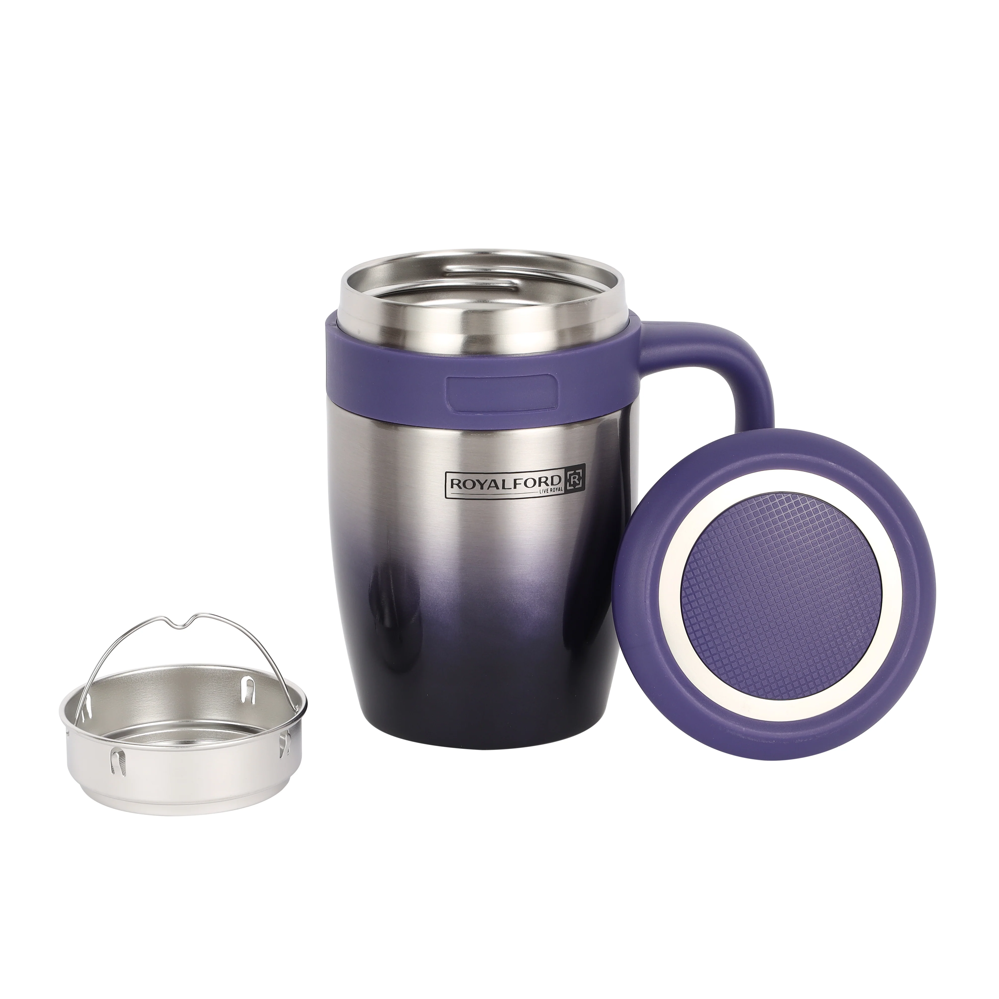 Royalford RF10181 Vacuum Mug 450ml | Premium Double Wall Stainless Steel Insulation | Long-Lasting Hot & Cold Temperature Retention | Secure Lock Lid |  Travel-Friendly - Image 3