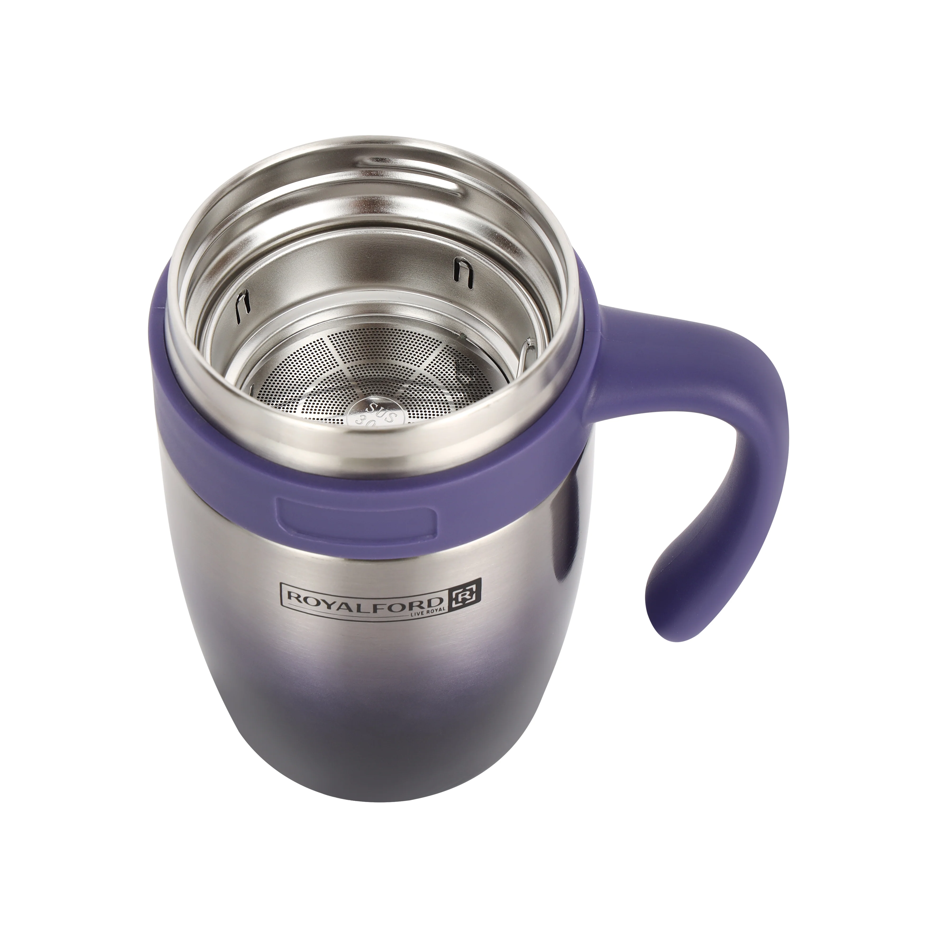 Royalford RF10181 Vacuum Mug 450ml | Premium Double Wall Stainless Steel Insulation | Long-Lasting Hot & Cold Temperature Retention | Secure Lock Lid |  Travel-Friendly - Image 5