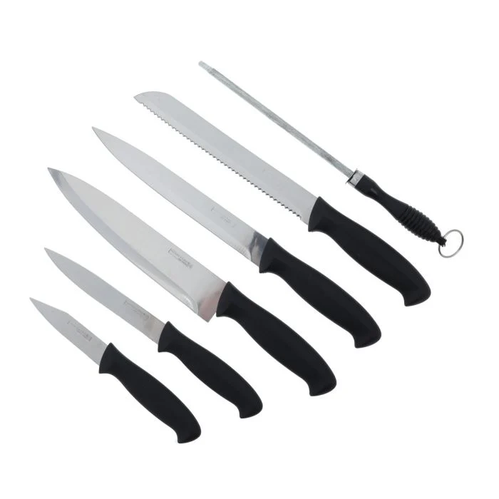 Royalford RF10229 8-Piece Kitchen Knives Set | Wooden Block | Scissors and Sharpener| Extra-Sharp Stainless Steel Blades | Premium PP Handles for Home Use Kitchen - Image 5