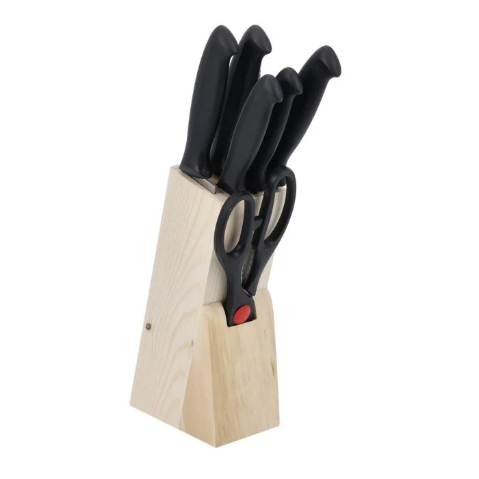 Royalford RF10229 8-Piece Kitchen Knives Set | Wooden Block | Scissors and Sharpener| Extra-Sharp Stainless Steel Blades | Premium PP Handles for Home Use Kitchen - Image 6