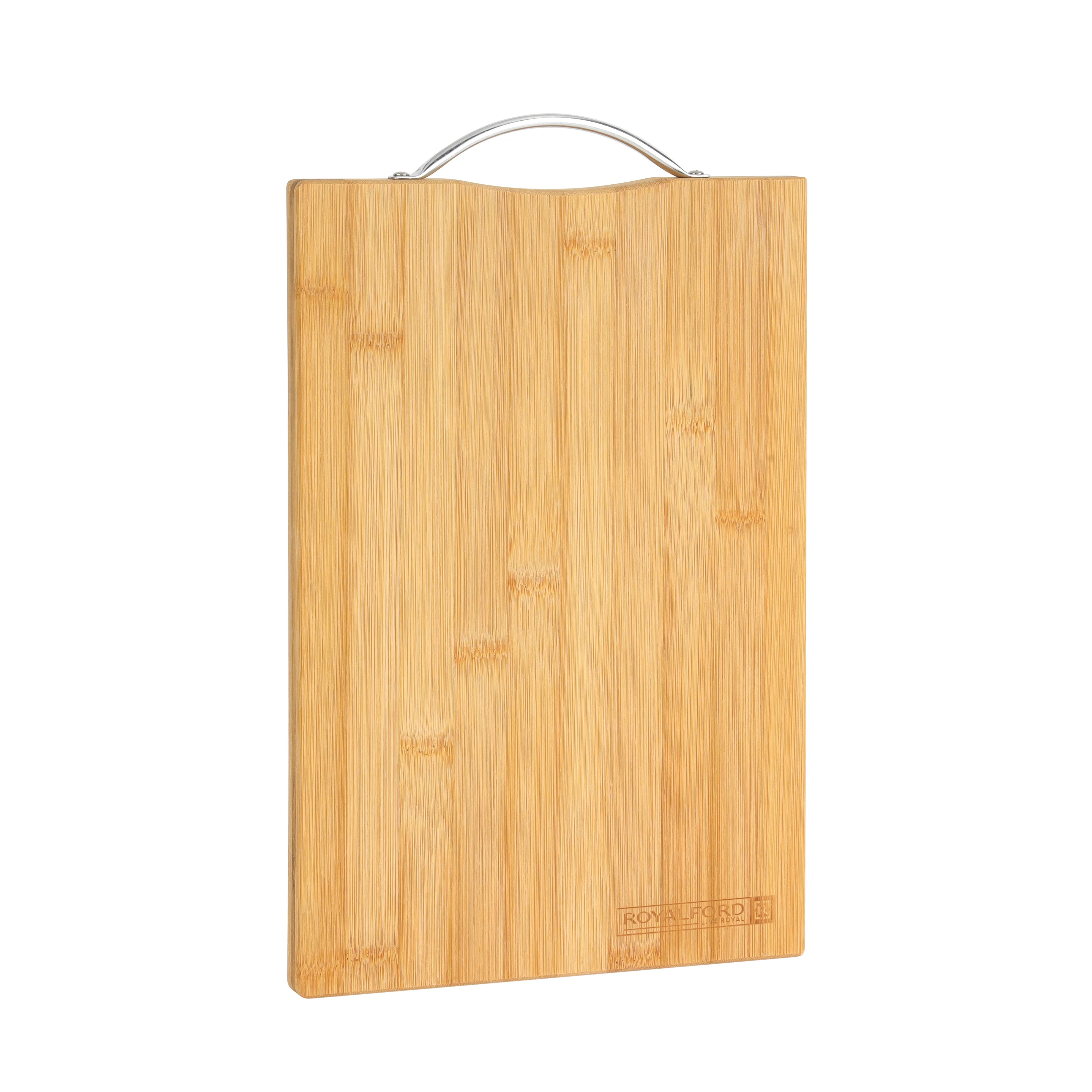 Royalford RF10238 Organic Bamboo Cutting Board with Metal Handle | Durable Wooden Chopping Board | Eco Friendly Thick Cutting Board for Vegetables, Meat & Bread - Image 3