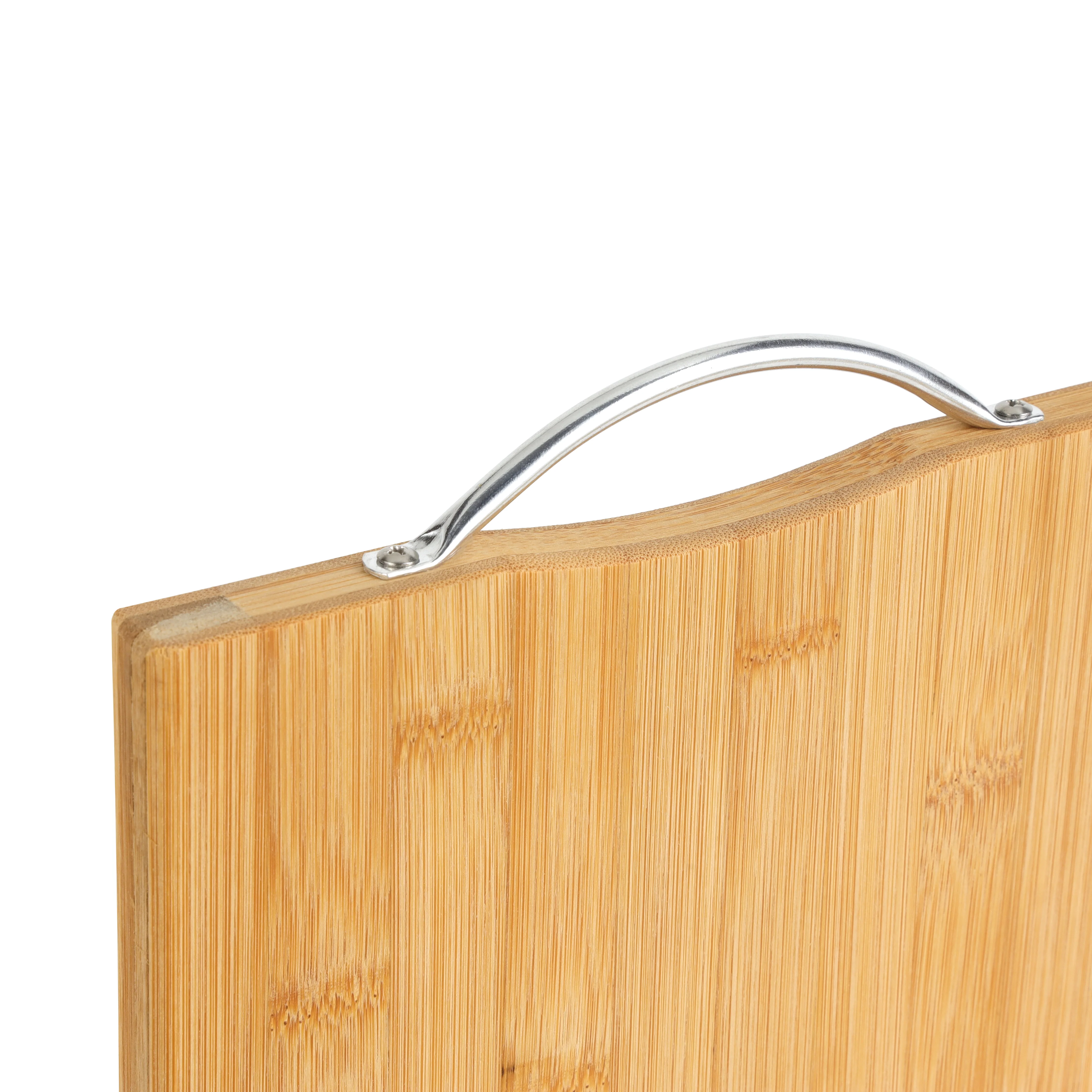 Royalford RF10238 Organic Bamboo Cutting Board with Metal Handle | Durable Wooden Chopping Board | Eco Friendly Thick Cutting Board for Vegetables, Meat & Bread - Image 4