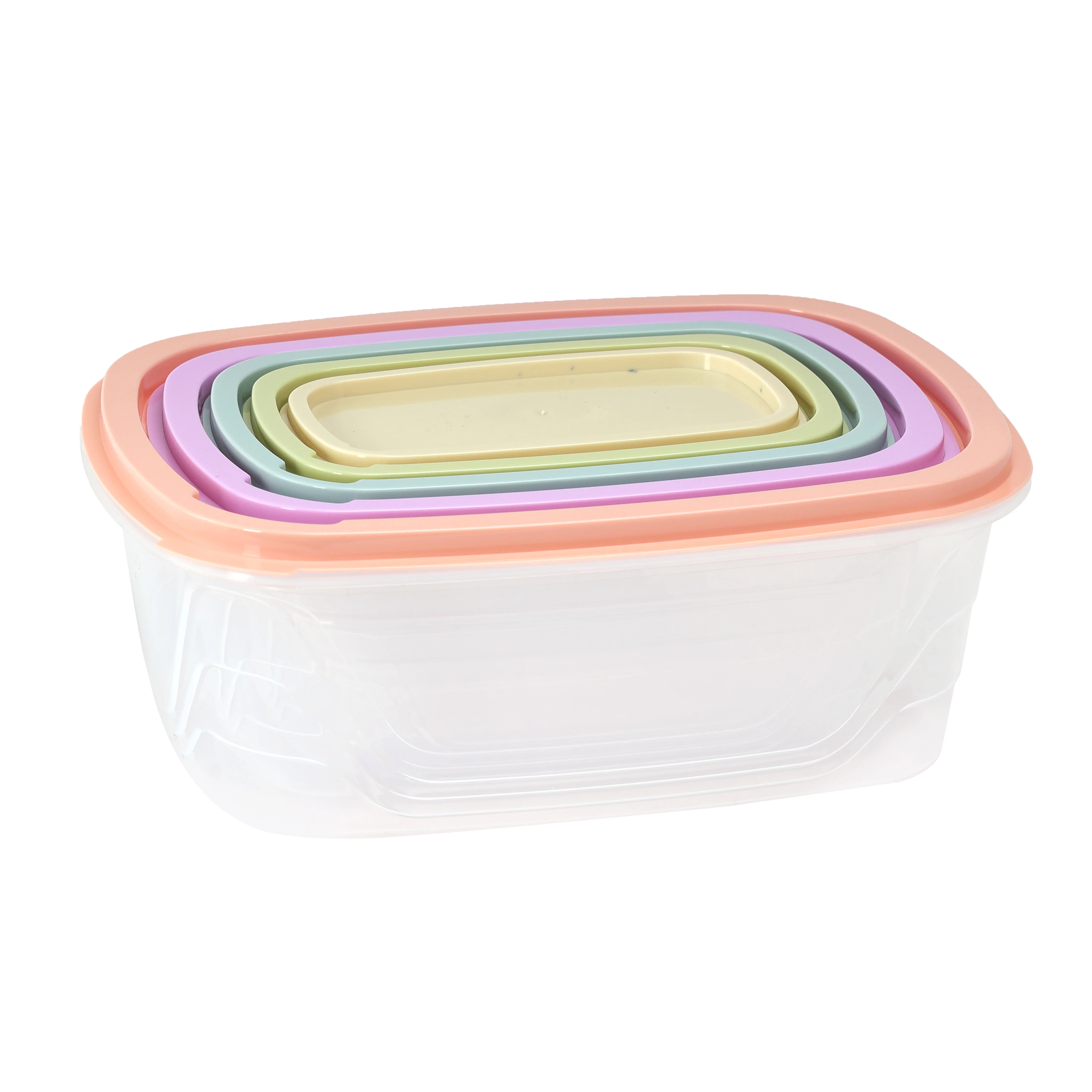 Royalford RF10240 5PCS Food Storage Containers Set | BPA Free Freezer Safe PP Plastic Boxes| Airtight Lids| Stackable Design| 300ml to 3500ml Kitchen Storage Solution - Image 2