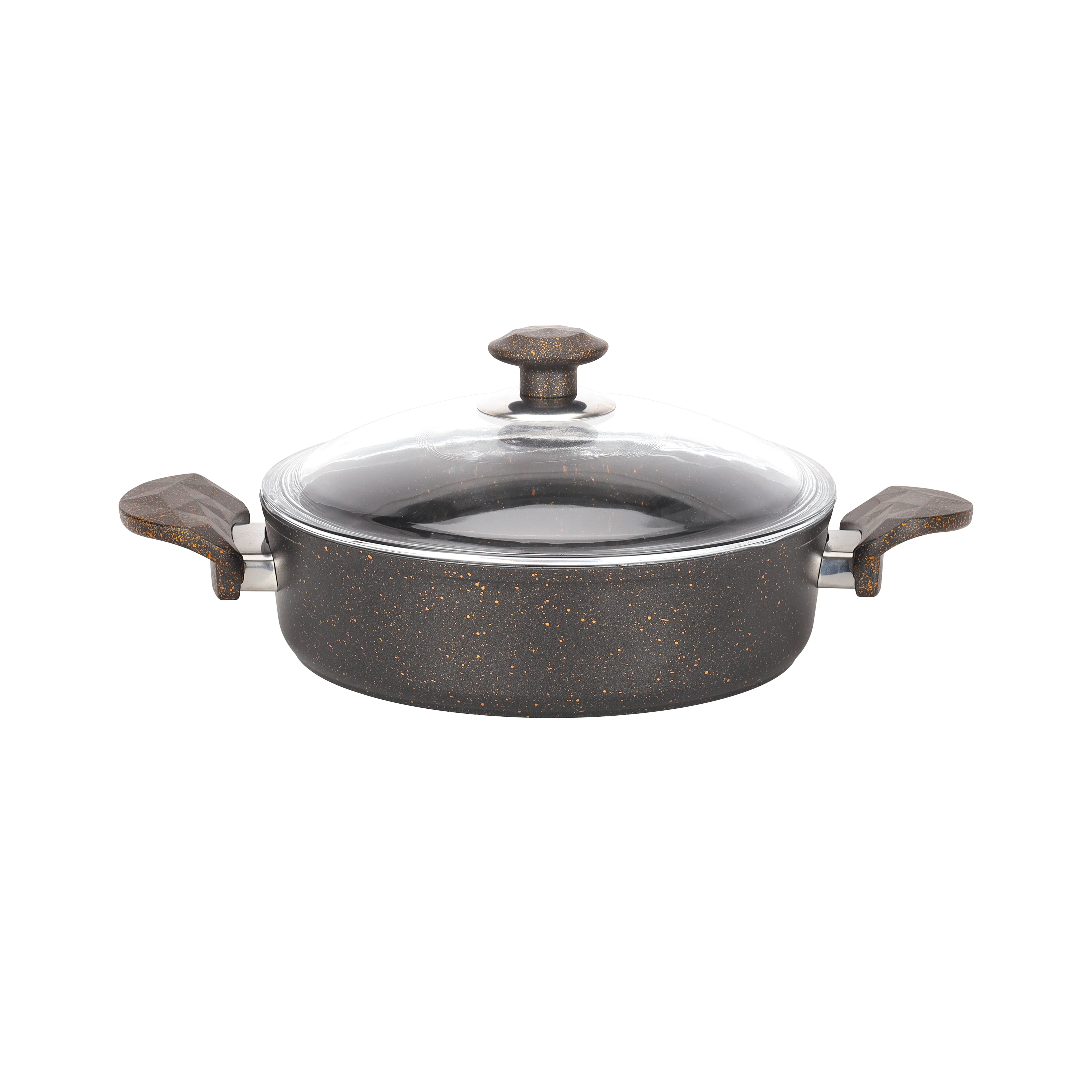 Royalford RF10267 Chef Shield 16 Pieces Granite Coated Cookware Set | Induction Compatible | Extra Thick Base| Non Stick Aluminium Pots& Pans | Glass Lids with Apron - Image 3