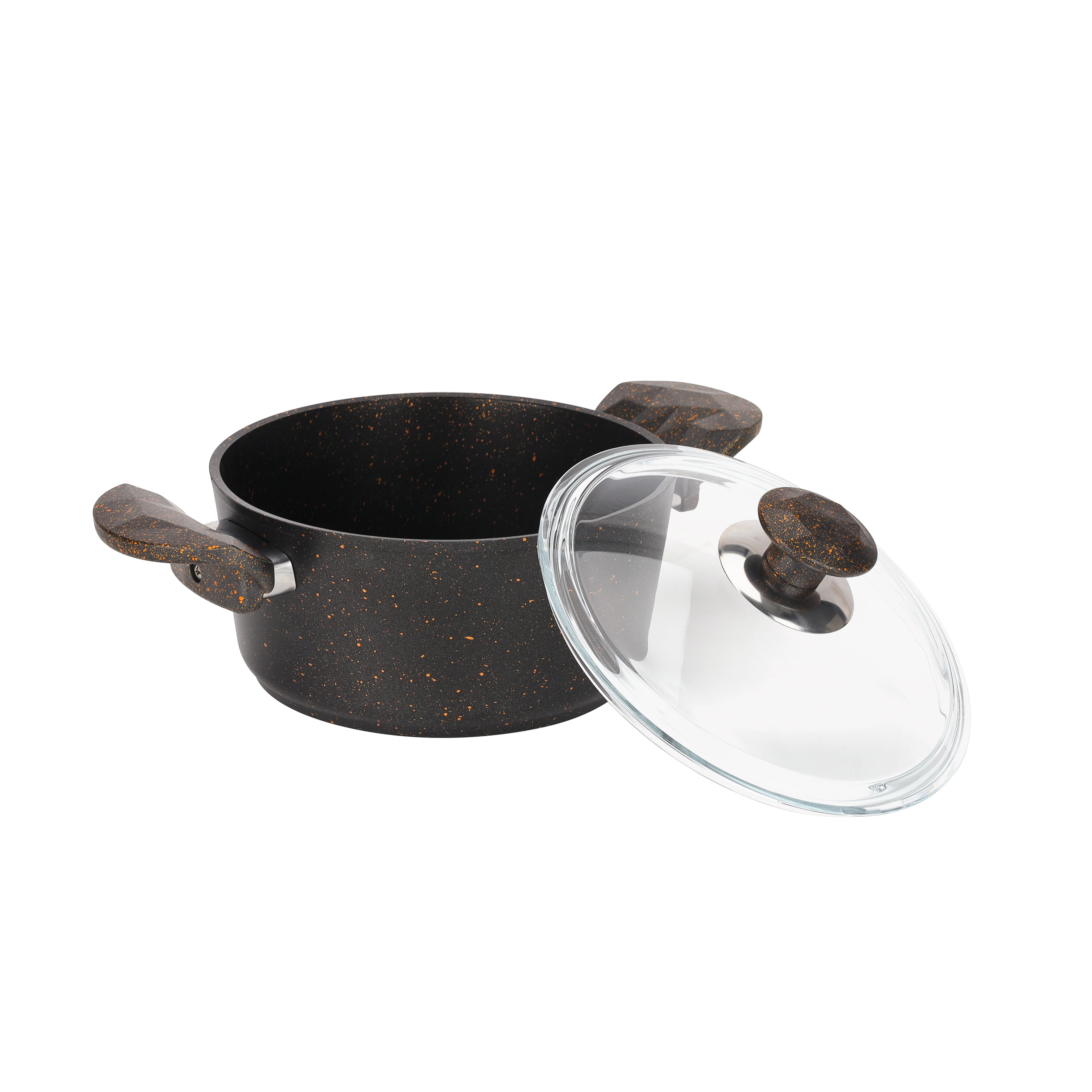 Royalford RF10267 Chef Shield 16 Pieces Granite Coated Cookware Set | Induction Compatible | Extra Thick Base| Non Stick Aluminium Pots& Pans | Glass Lids with Apron - Image 4