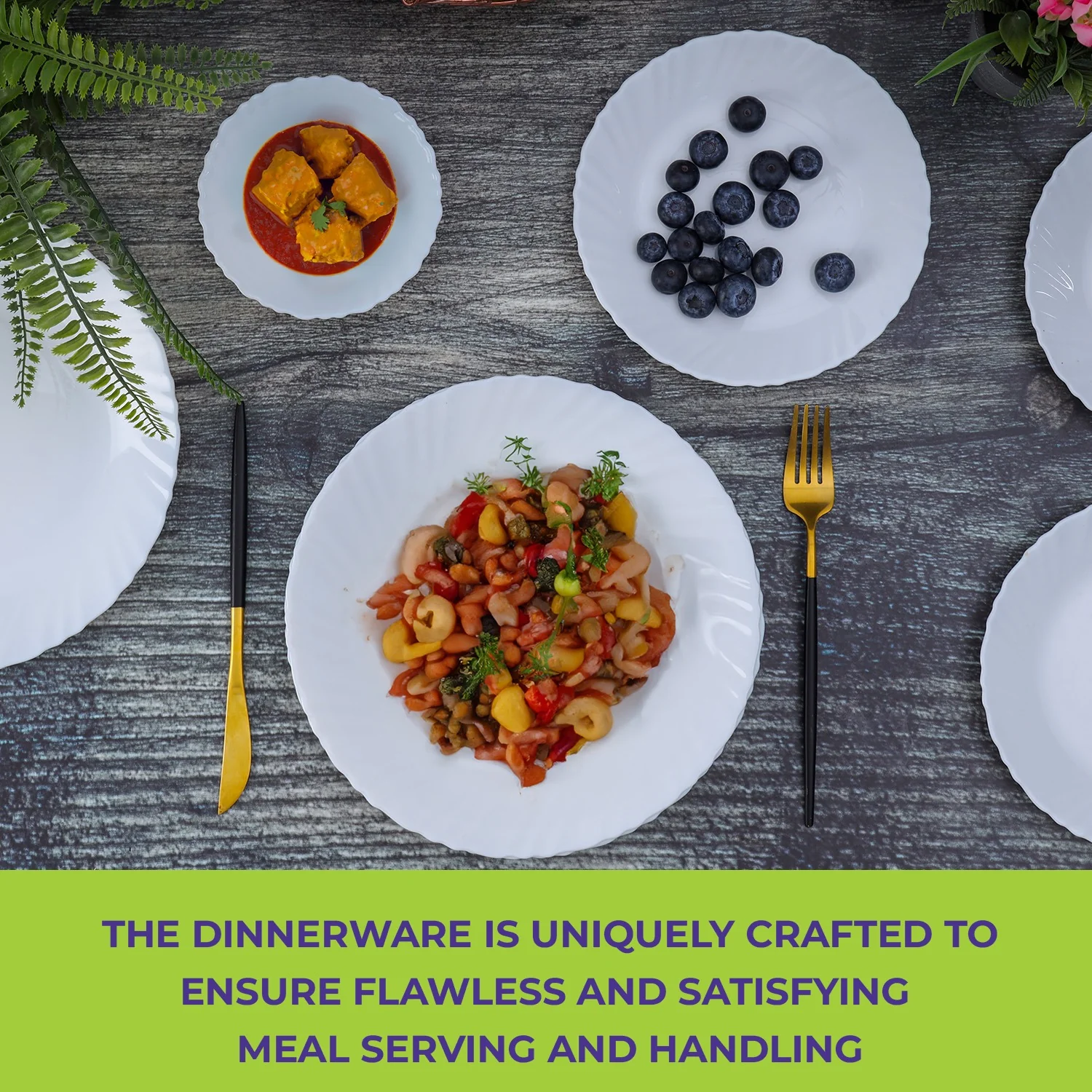 Royalford RF10287 12-Piece Opalware Dinner Set |  Elegant White Tableware with Durable Opal Glass Material | Dishwasher Safe | Freezer Safe |  Lightweight Design - Image 3