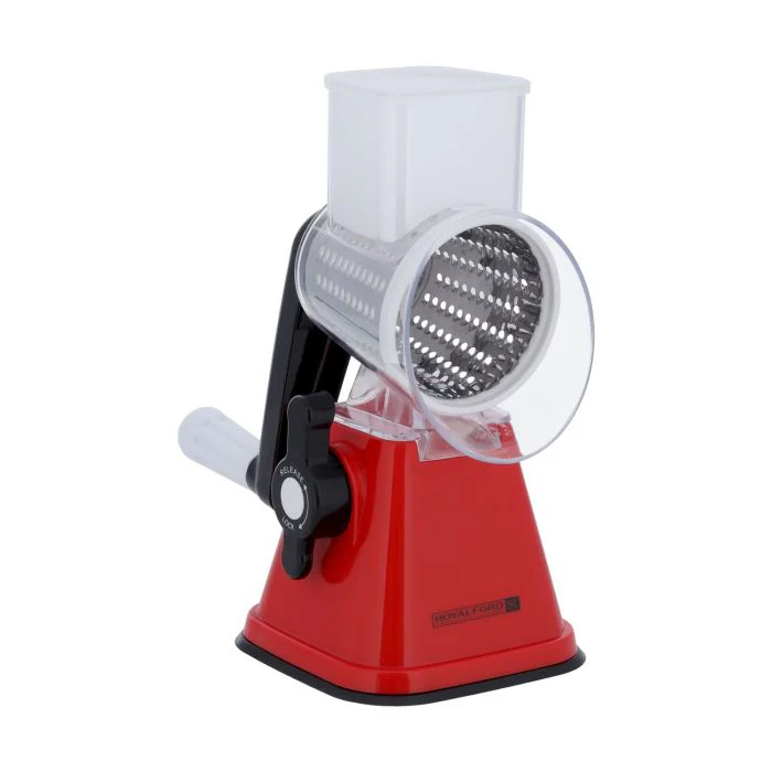 Royalford  RF10312 Rotary Grater | 3-in-1 Stainless Steel Blades – Fine, Coarse & Slicing | Powerful Suction Base | Detachable Container |  Easy & Safe Food Prep - Image 2