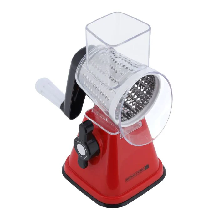 Royalford  RF10312 Rotary Grater | 3-in-1 Stainless Steel Blades – Fine, Coarse & Slicing | Powerful Suction Base | Detachable Container |  Easy & Safe Food Prep - Image 4