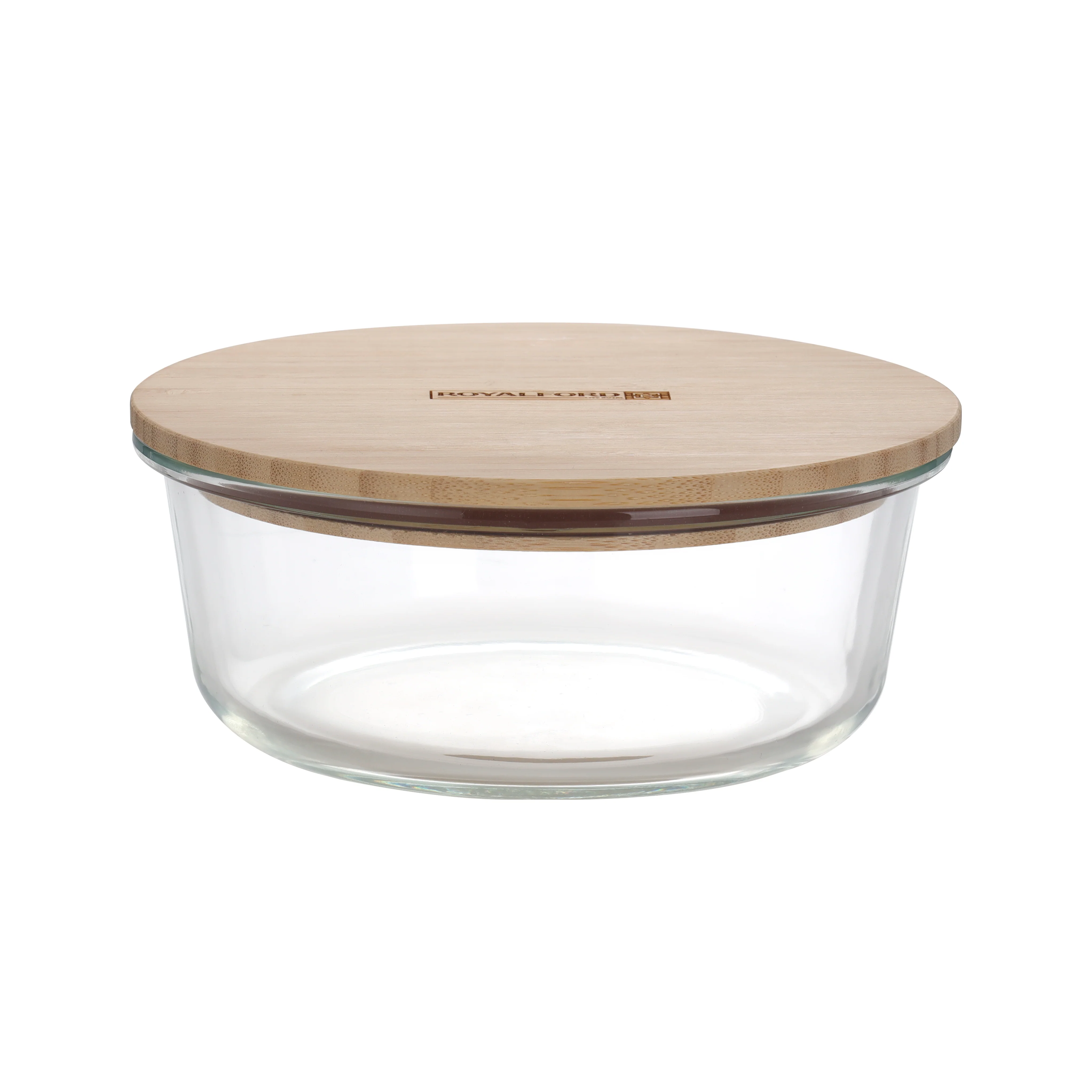 Royalford RF10323 400ml Round Glass Food Container | Bamboo Lid | Borosilicate Airtight Leakproof Food Storage Box | Eco Friendly Kitchen Meal Prep Container| Easy To Use