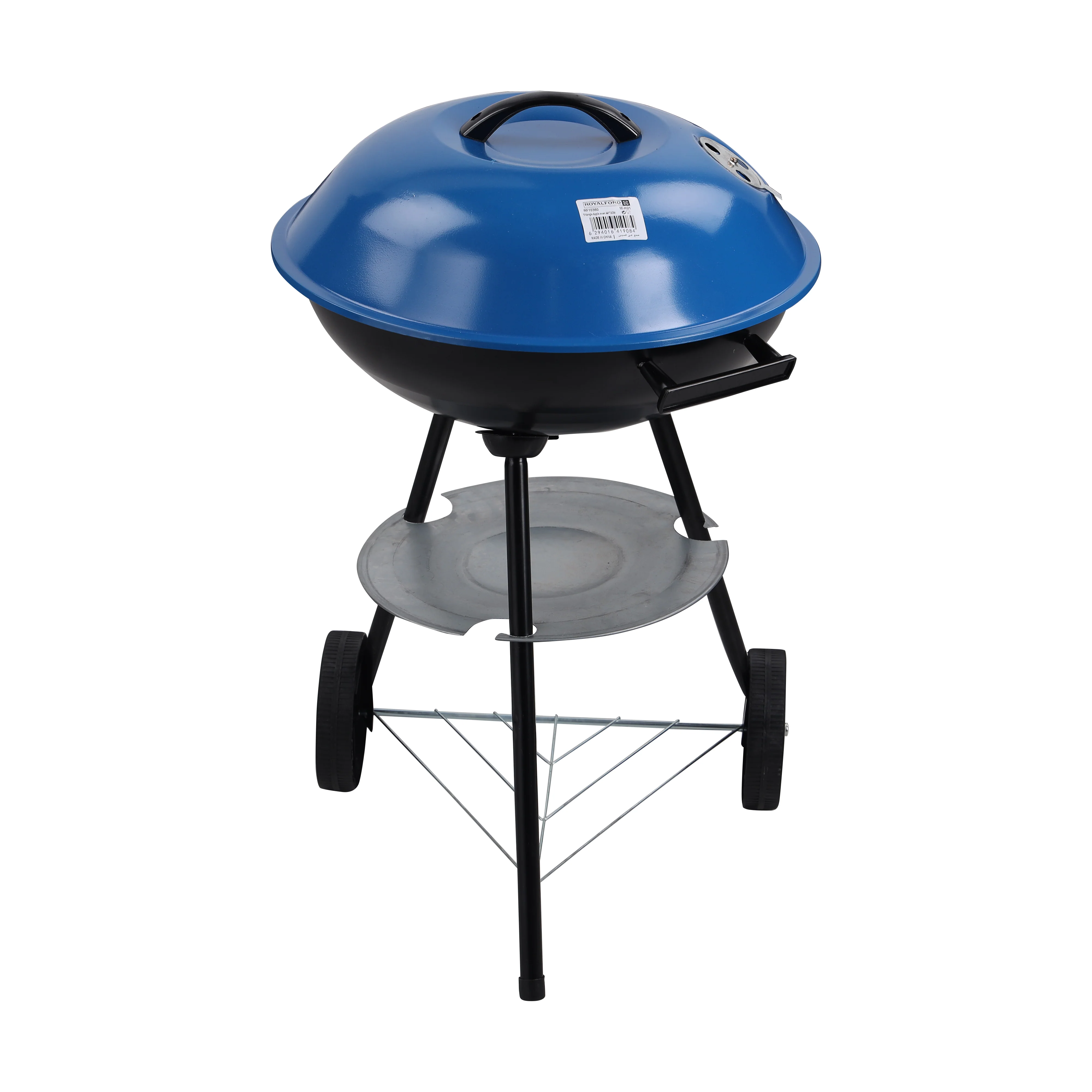 Royalford RF10360 Wheeled Barbecue Stand with Grill | Durable Iron Construction | Large Grilling Area | Portable Detachable BBQ | Lid & Wheels for Easy Outdoor Cooking - Image 3