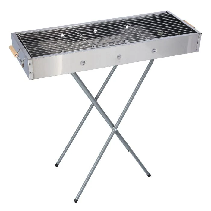 Royalford RF10366 Foldable Stainless Steel BBQ Stand with Grill| Portable Charcoal Barbecue |Large Cooking Surface| Heat-Resistant & Easy to Carry for Camping, Picnic etc - Image 3