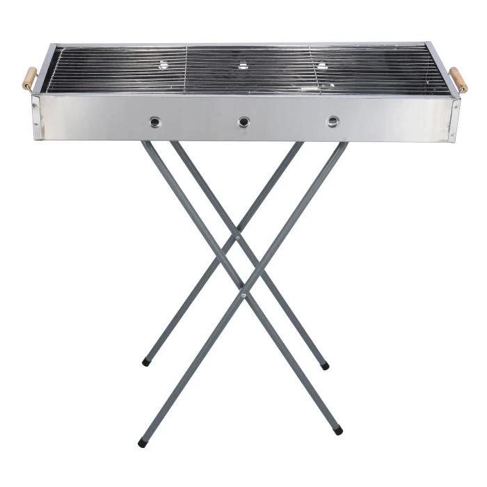 Royalford RF10366 Foldable Stainless Steel BBQ Stand with Grill| Portable Charcoal Barbecue |Large Cooking Surface| Heat-Resistant & Easy to Carry for Camping, Picnic etc - Image 4