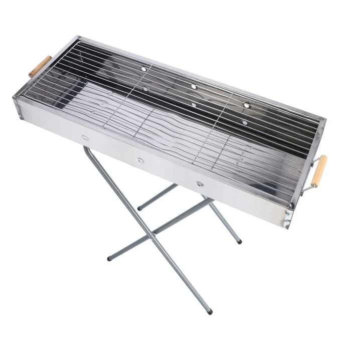 Royalford RF10366 Foldable Stainless Steel BBQ Stand with Grill| Portable Charcoal Barbecue |Large Cooking Surface| Heat-Resistant & Easy to Carry for Camping, Picnic etc - Image 5