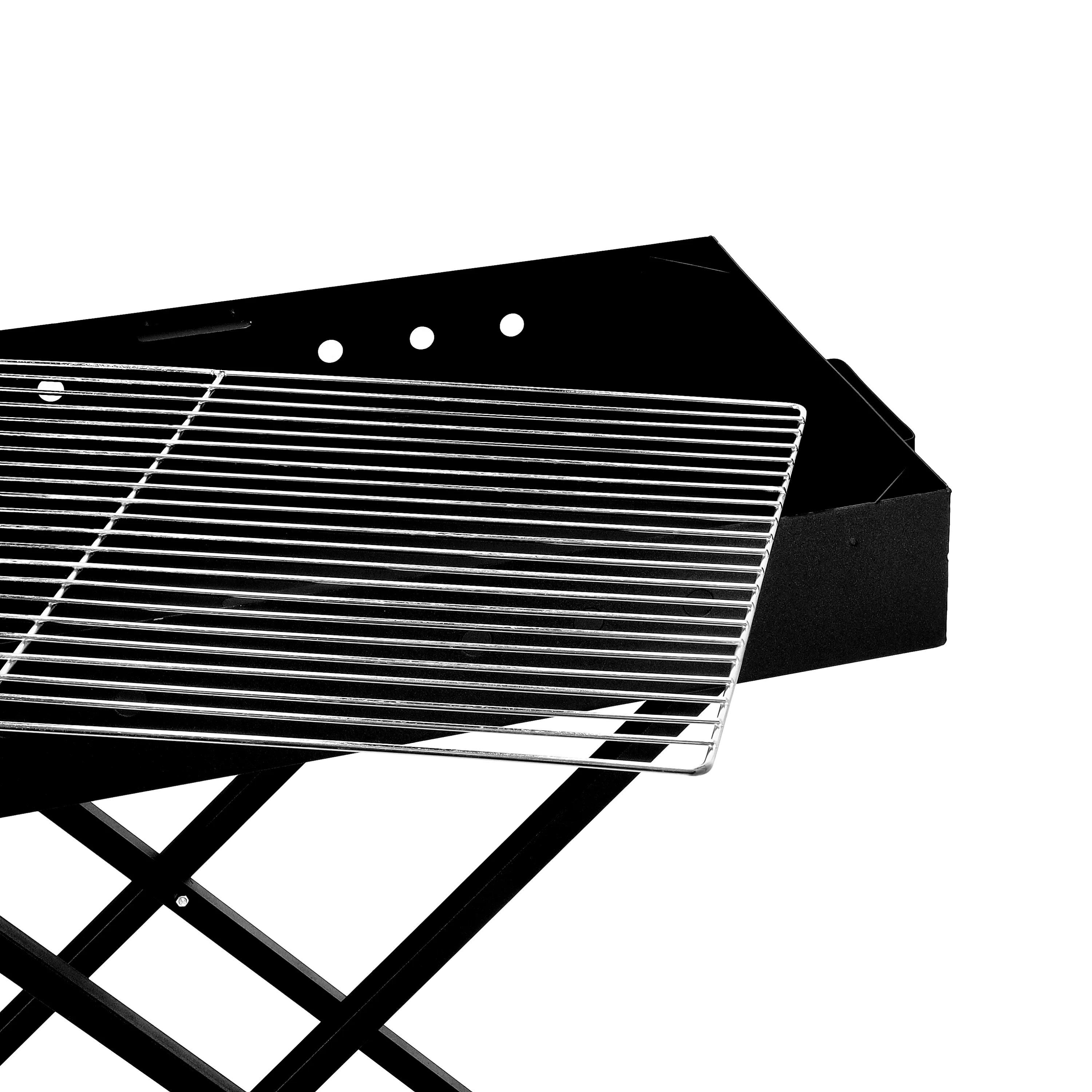 Royalford RF10367 Barbecue Stand with Grill | Foldable & Portable Iron BBQ Grill Stand for Outdoor Camping, Picnic, Garden Cooking with Iron Build Large Grilling Area - Image 4