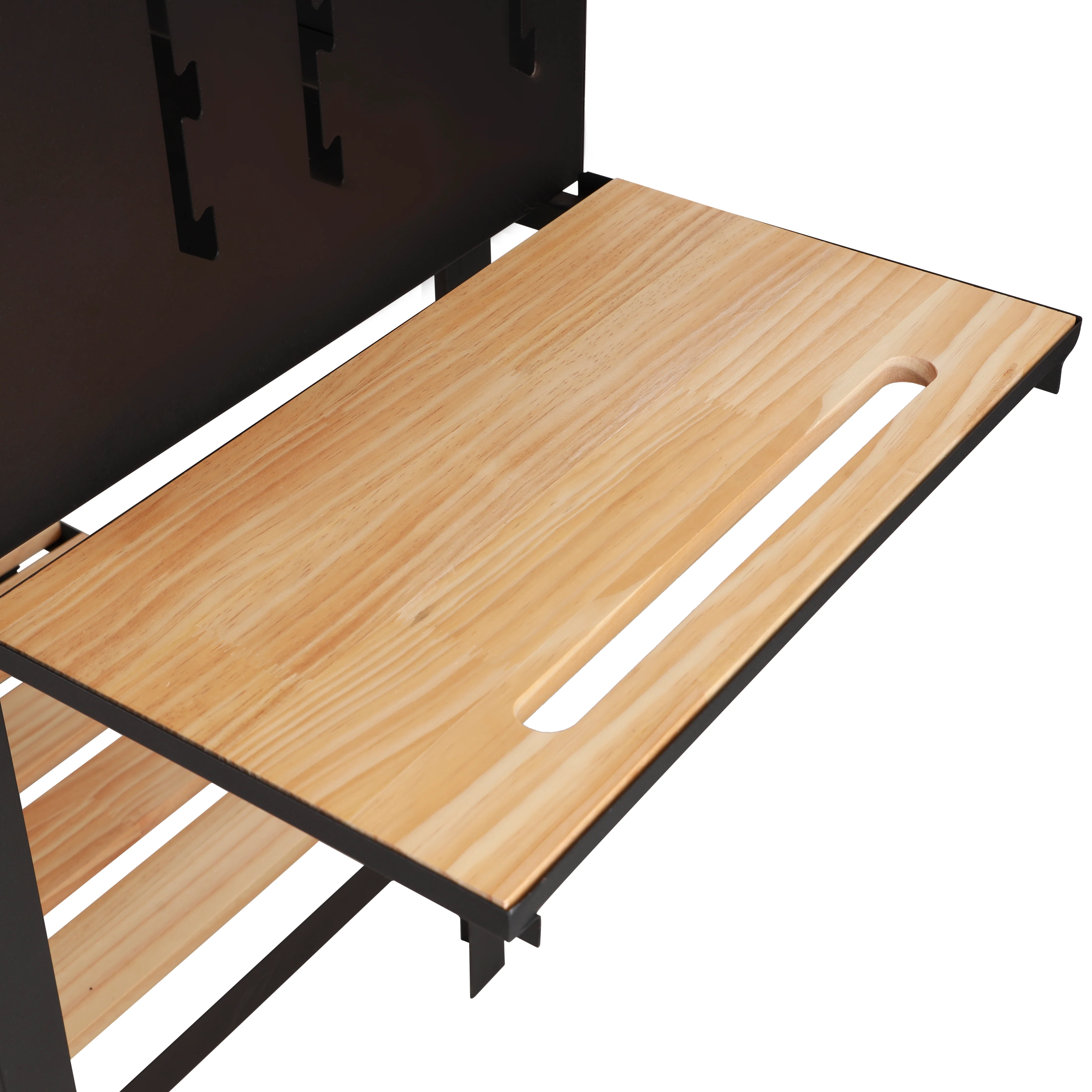 Royalford RF10369 Barbecue Stand with Grill | Durable Iron Charcoal BBQ Grill with Large Cooking Area | Side Wooden Shelves | Wheels & Easy Outdoor Grilling Design - Image 4