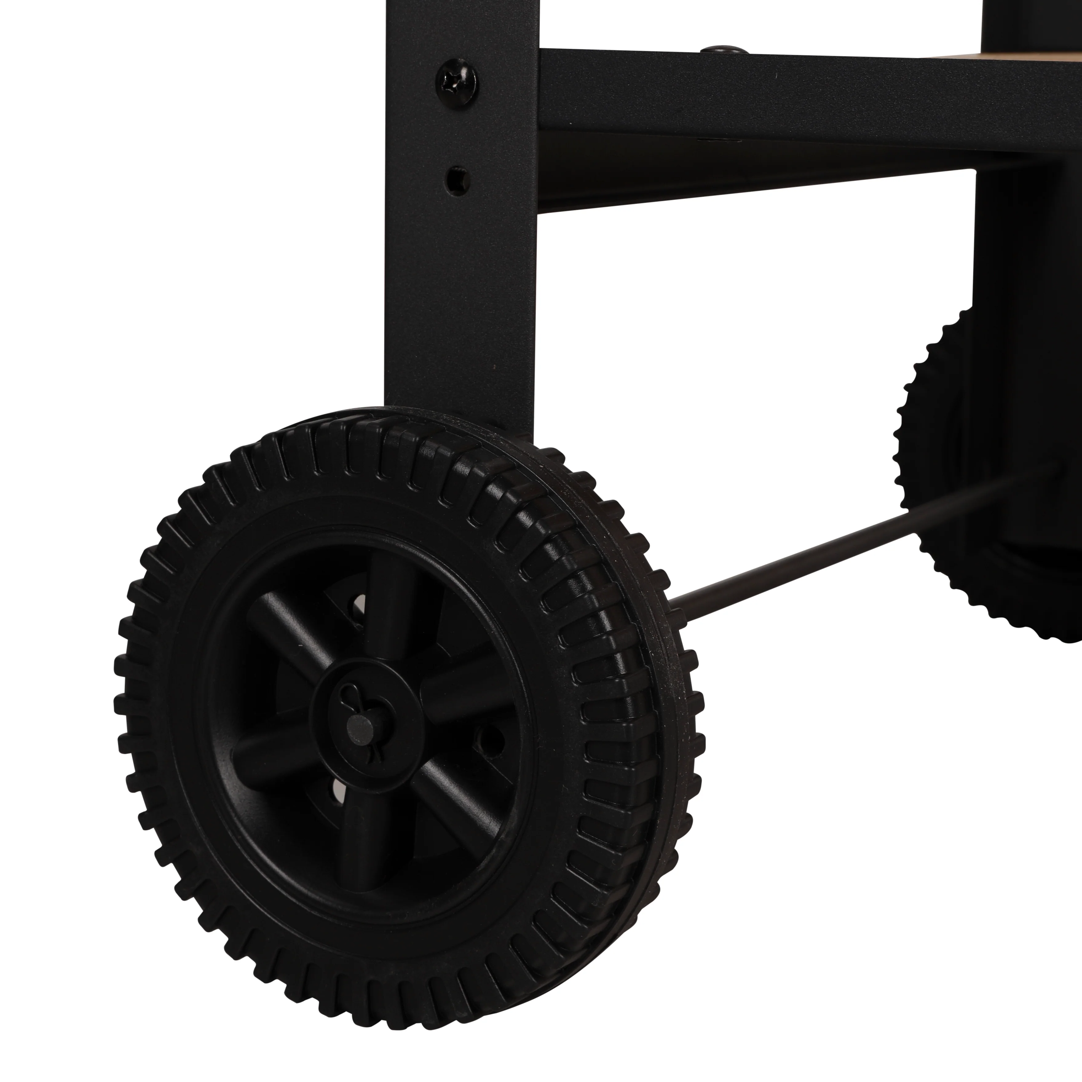 Royalford RF10369 Barbecue Stand with Grill | Durable Iron Charcoal BBQ Grill with Large Cooking Area | Side Wooden Shelves | Wheels & Easy Outdoor Grilling Design - Image 5