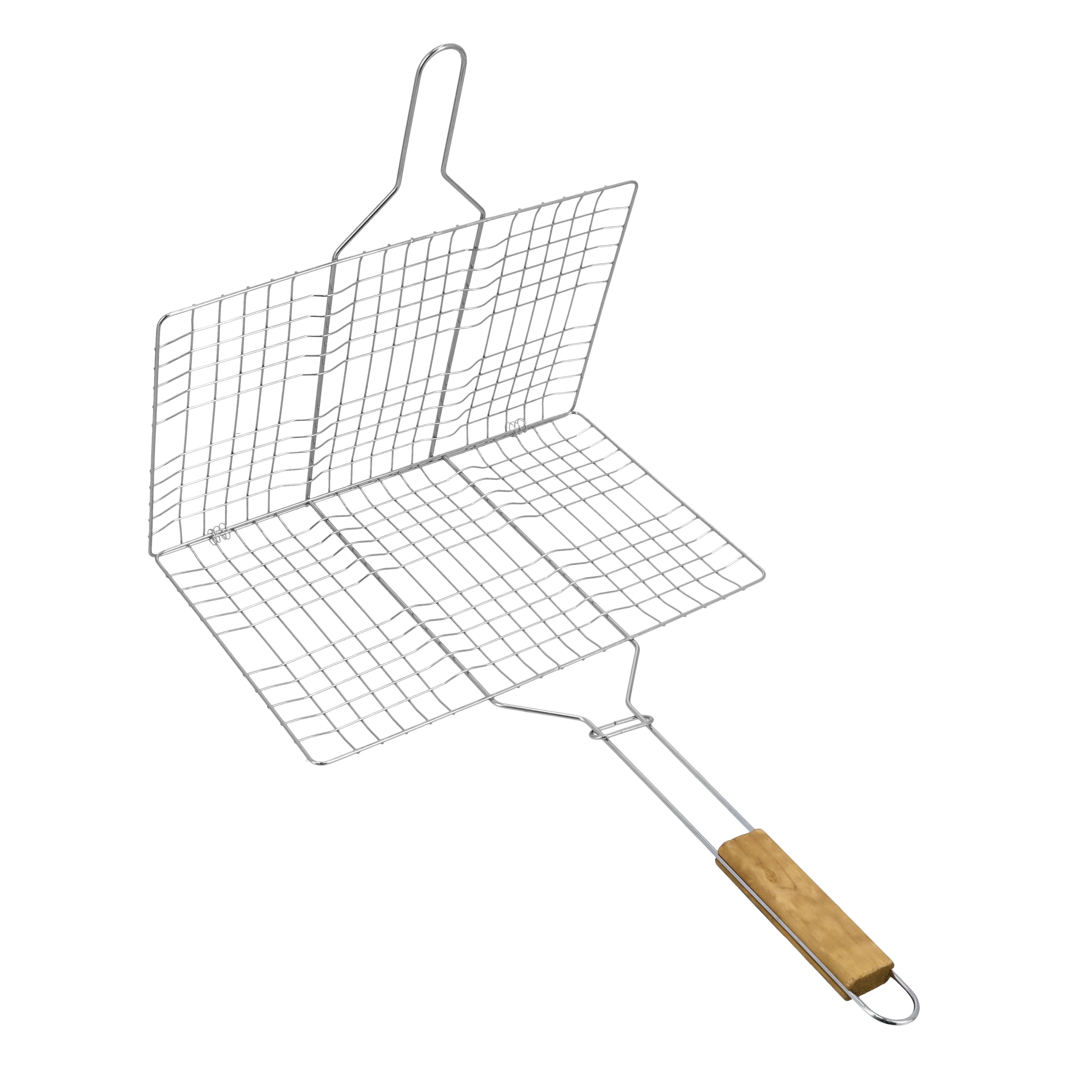 Royalford RF10371 BBQ Grill | Chromium Plated Iron Grill Net with Wooden Handle | Portable Barbecue Rack for Fish, Meat & Vegetables | Outdoor Camping BBQ Cooking Tool - Image 2