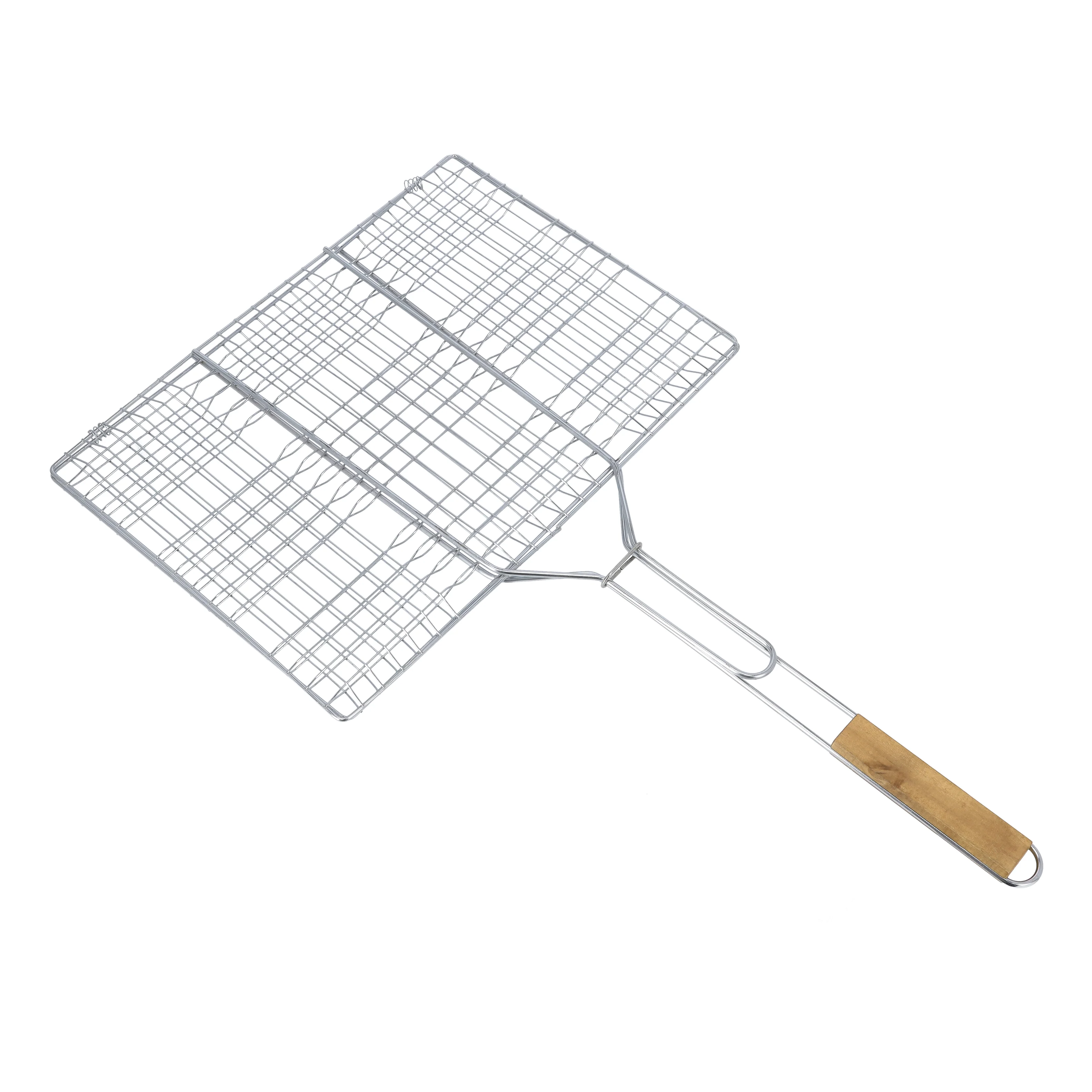Royalford RF10373 Chrome Plated Iron BBQ Grill  with Wooden Handle | Heavy Duty Barbecue Grilling Basket for Chicken, Fish, Meat, Vegetables & Outdoor Camping Use - Image 3