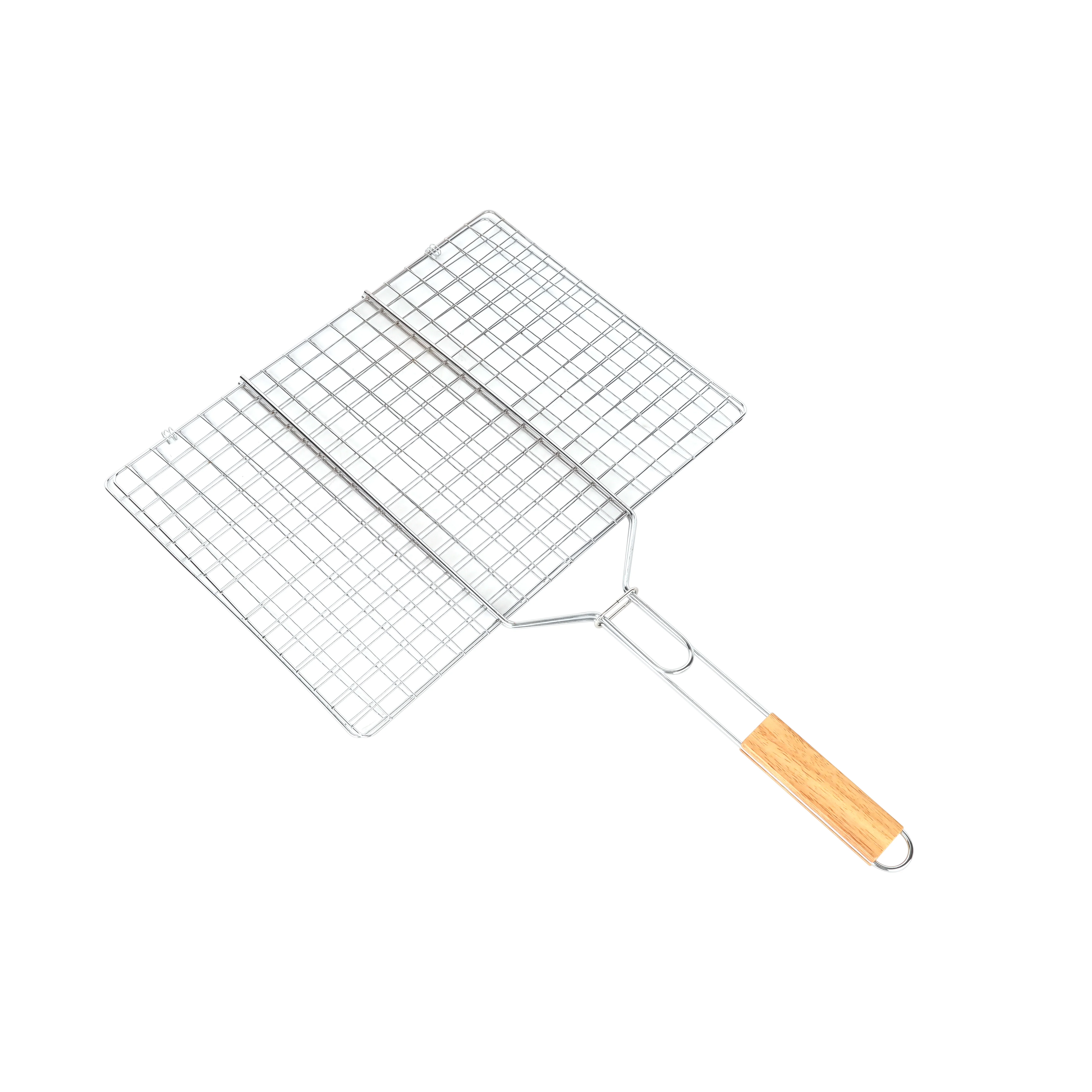 Royalford RF10376 BBQ Grill | Chromium Plated Iron Barbecue Grill Basket with Wooden Handle | Lockable Grilling Net for Chicken, Fish, Meat & Vegetables | Easy to clean - Image 2