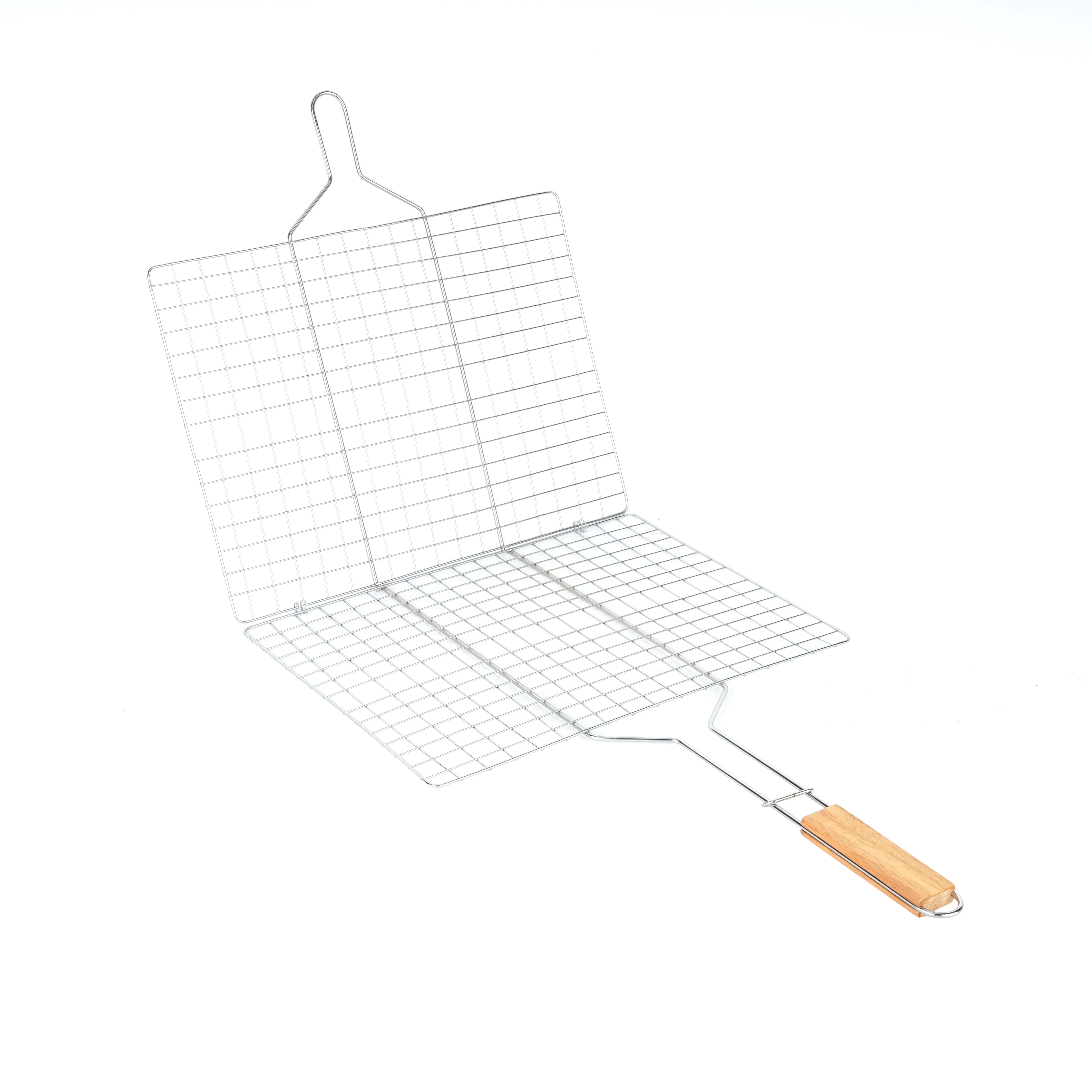 Royalford RF10376 BBQ Grill | Chromium Plated Iron Barbecue Grill Basket with Wooden Handle | Lockable Grilling Net for Chicken, Fish, Meat & Vegetables | Easy to clean - Image 3