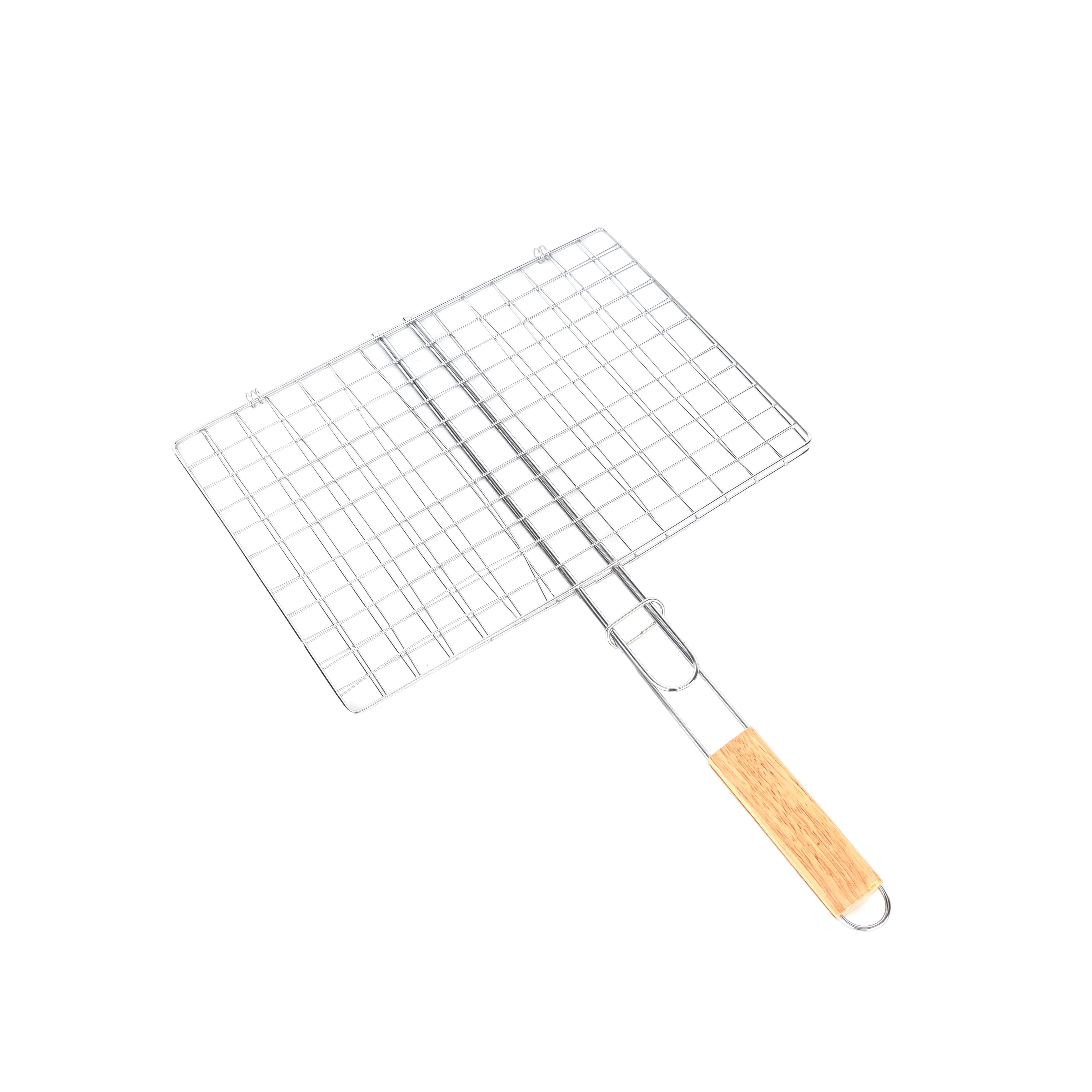 Royalford RF10377 BBQ Grill plated iron| wooden handle with chrome-plated rack| for grilling fish, meat & vegetables, ensures even heat, secure grip, easy to use| - Image 3