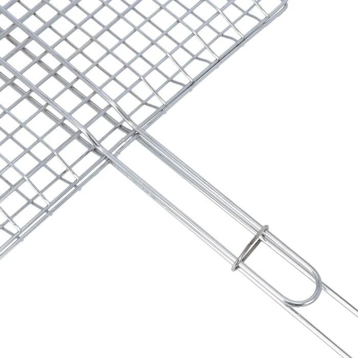 Royalford RF10380 Handheld BBQ Grill Basket | Extra-Thick Chromium-Plated Heavy Grill| Large  Cooking Area| Heat-Resistant Wooden Handle| Ideal for Fish,  Vegetables etc - Image 4