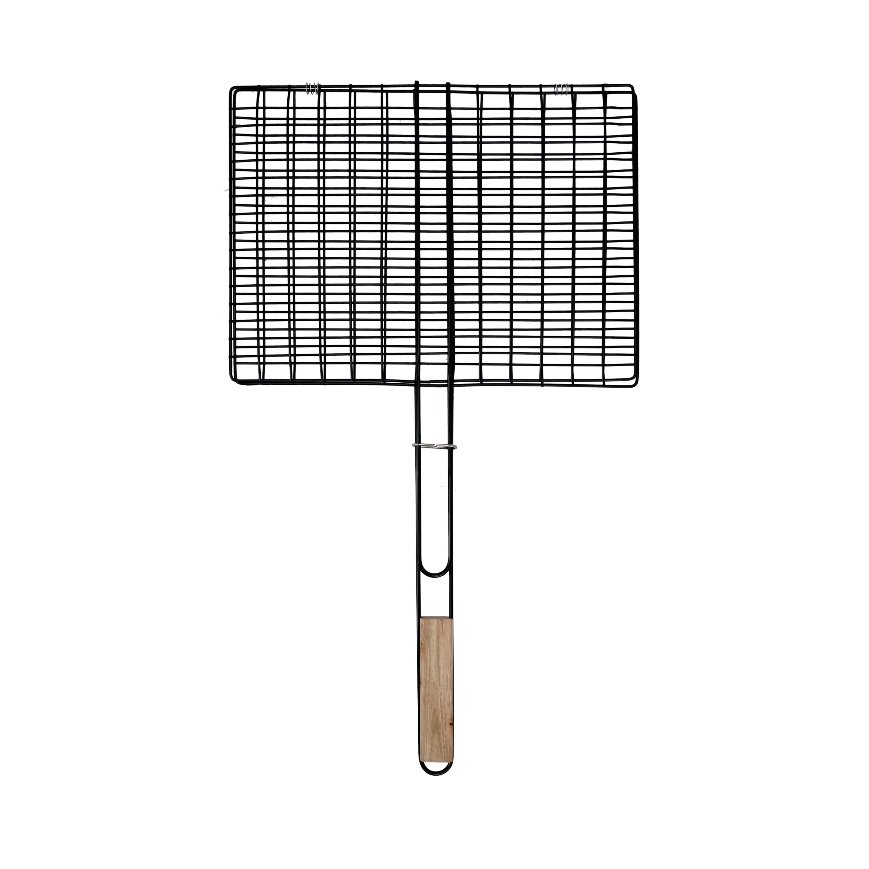 Royalford RF10381 Barbecue Grill 30x40x70cm | Extra Thick Heavy Iron Grill Basket | Wooden Handle | Large Grilling Area | Perfect for Outdoor BBQ, Camping, Picnic Etc