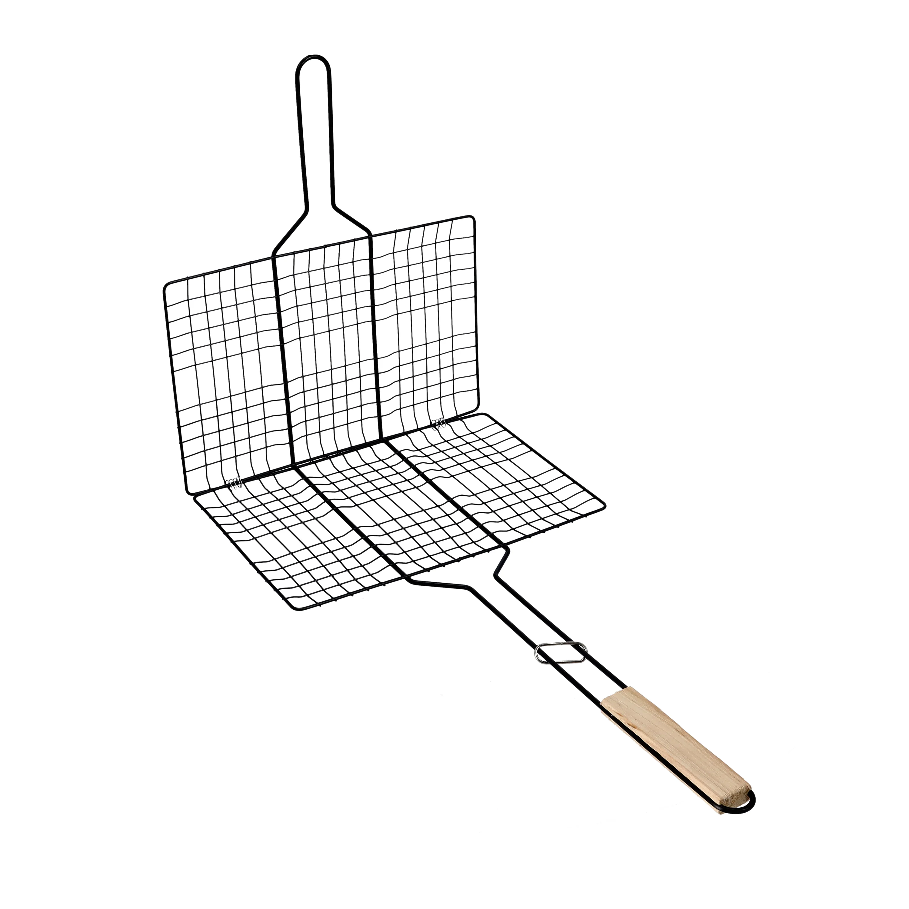 Royalford RF10385 Barbecue Grill Basket | Wooden Handle |Durable Iron BBQ Grill Rack | E-Coated Heavy Duty Grilling Basket | Perfect for Grilling Meat, Fish & Vegetables - Image 2