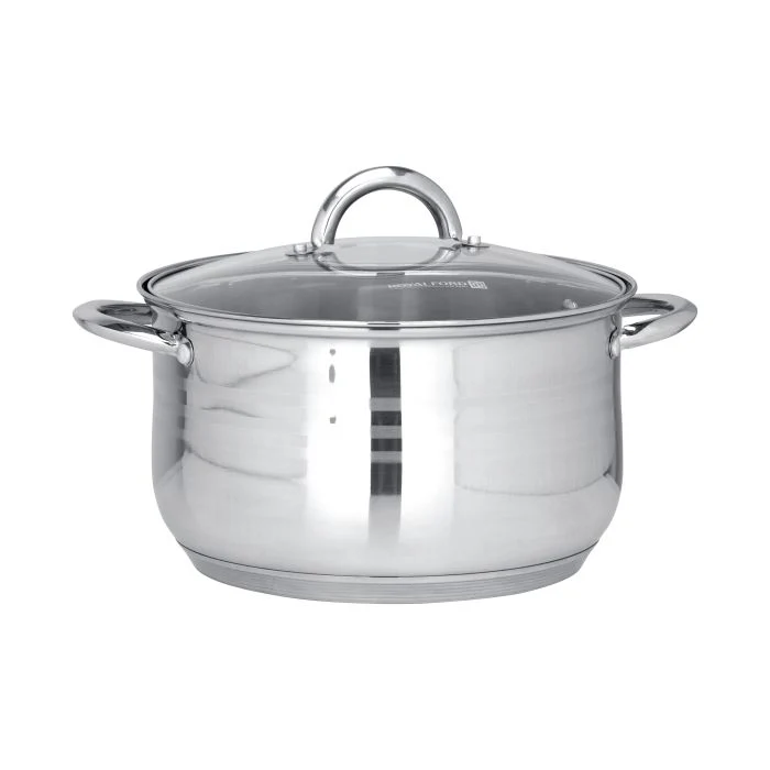 Royalford RF10390 10-Piece Stainless Steel Cookware Set with Glass Lids| Induction Compatible Encapsulated Base| Heavy-Duty Riveted Handles & Durable Satin Finish Design - Image 2
