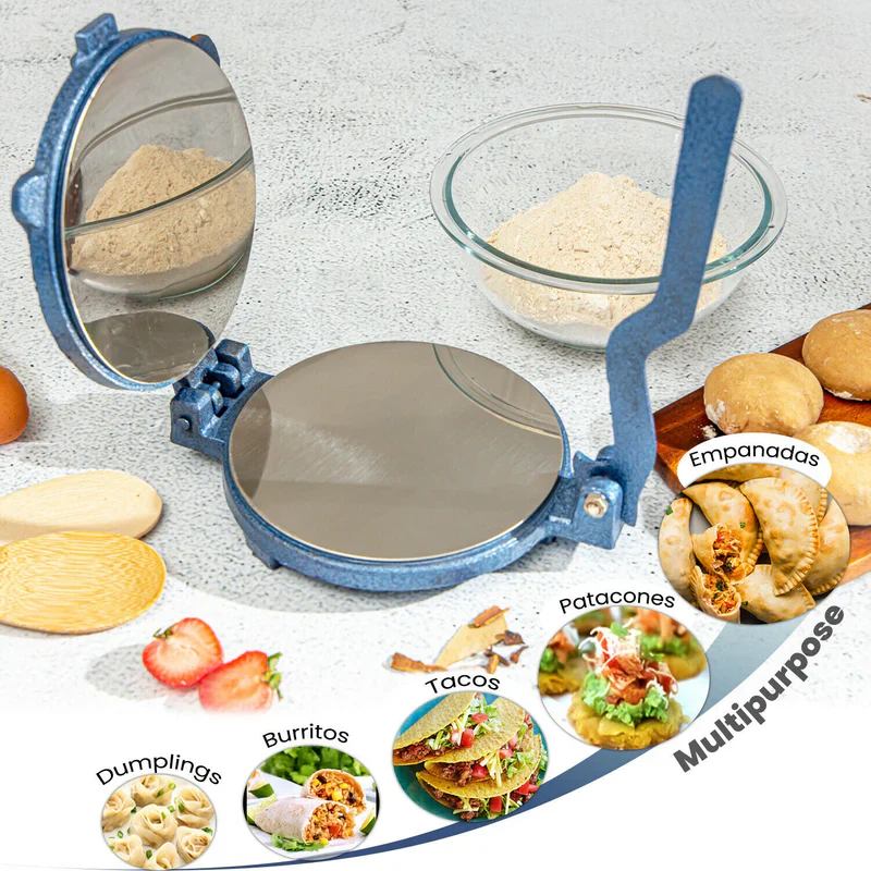 Royalford RF10407 Chapati Press | 18.5cm Heavy Cast Iron Body | Durable Stainless Steel Plate | Perfect for Roti, Poori & Tortilla | Easy Grip Handle | Non-Slip Base - Image 3