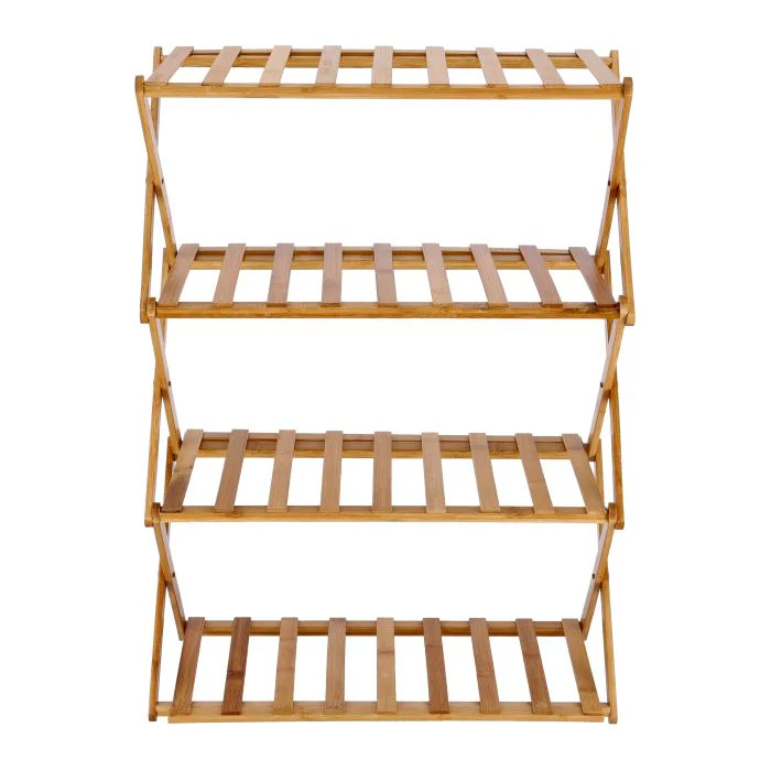 Royalford RF10412 4-Layer Bamboo Shoe Rack | Eco-Friendly Natural Bamboo Stand | Collapsible Space-Saving Design| Lightweight| Stylish & Durable Home Storage Organizer - Image 3