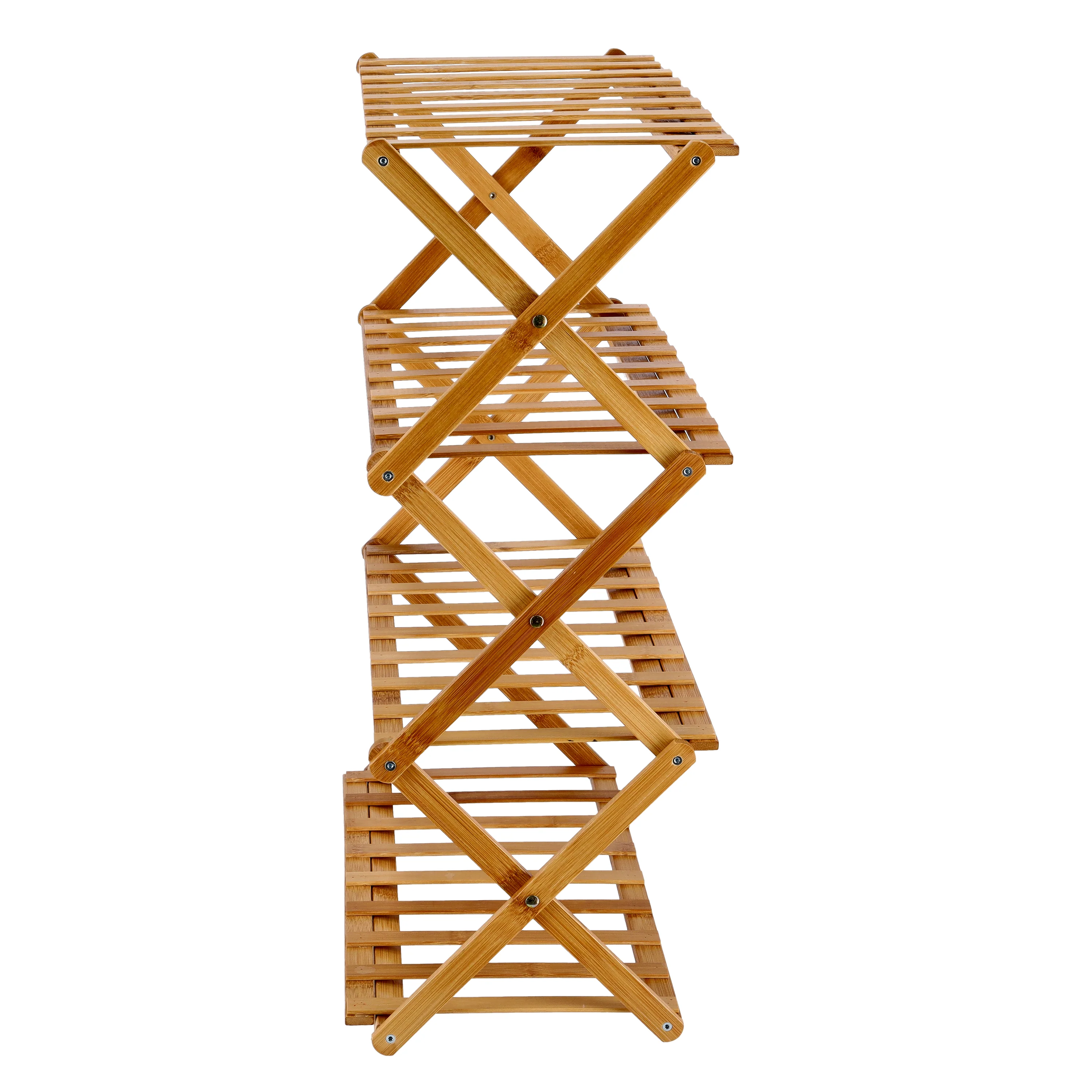 Royalford RF10413 4-Layer Bamboo Shoe Rack | Eco-Friendly 100% Natural Bamboo| Collapsible Foldable Design| Lightweight & Durable Shoe Organizer for Home Entryway Storage - Image 4