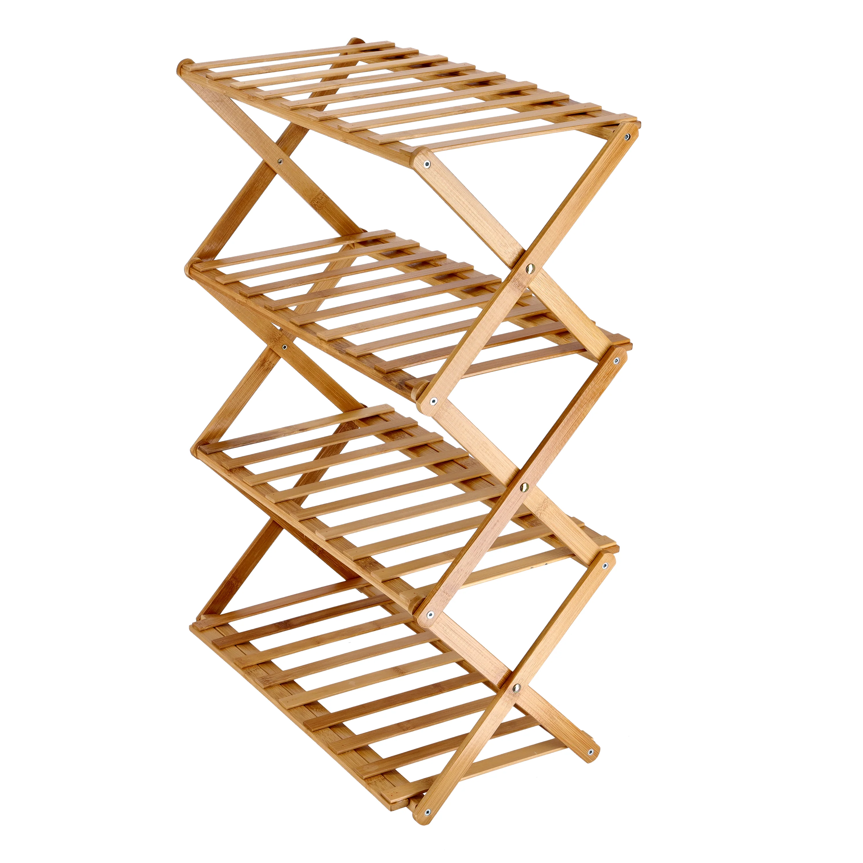 Royalford RF10413 4-Layer Bamboo Shoe Rack | Eco-Friendly 100% Natural Bamboo| Collapsible Foldable Design| Lightweight & Durable Shoe Organizer for Home Entryway Storage - Image 5