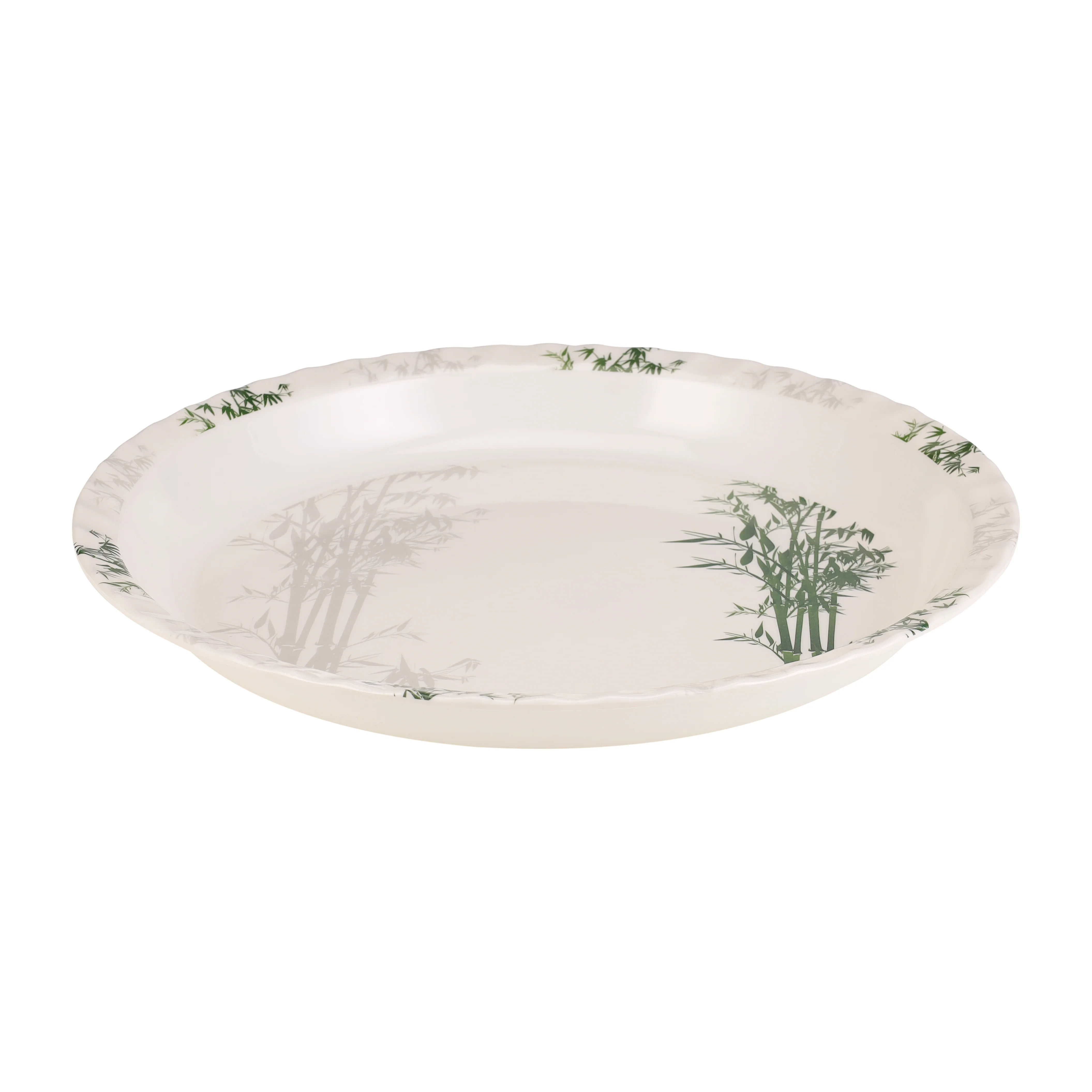 Royalford RF10417 18 Inch Melamine Round Tray | Elegant Bamboo Design Chip-Resistant Dishwasher Safe Serving Tray | Perfect for Home, Restaurant & Catering Use