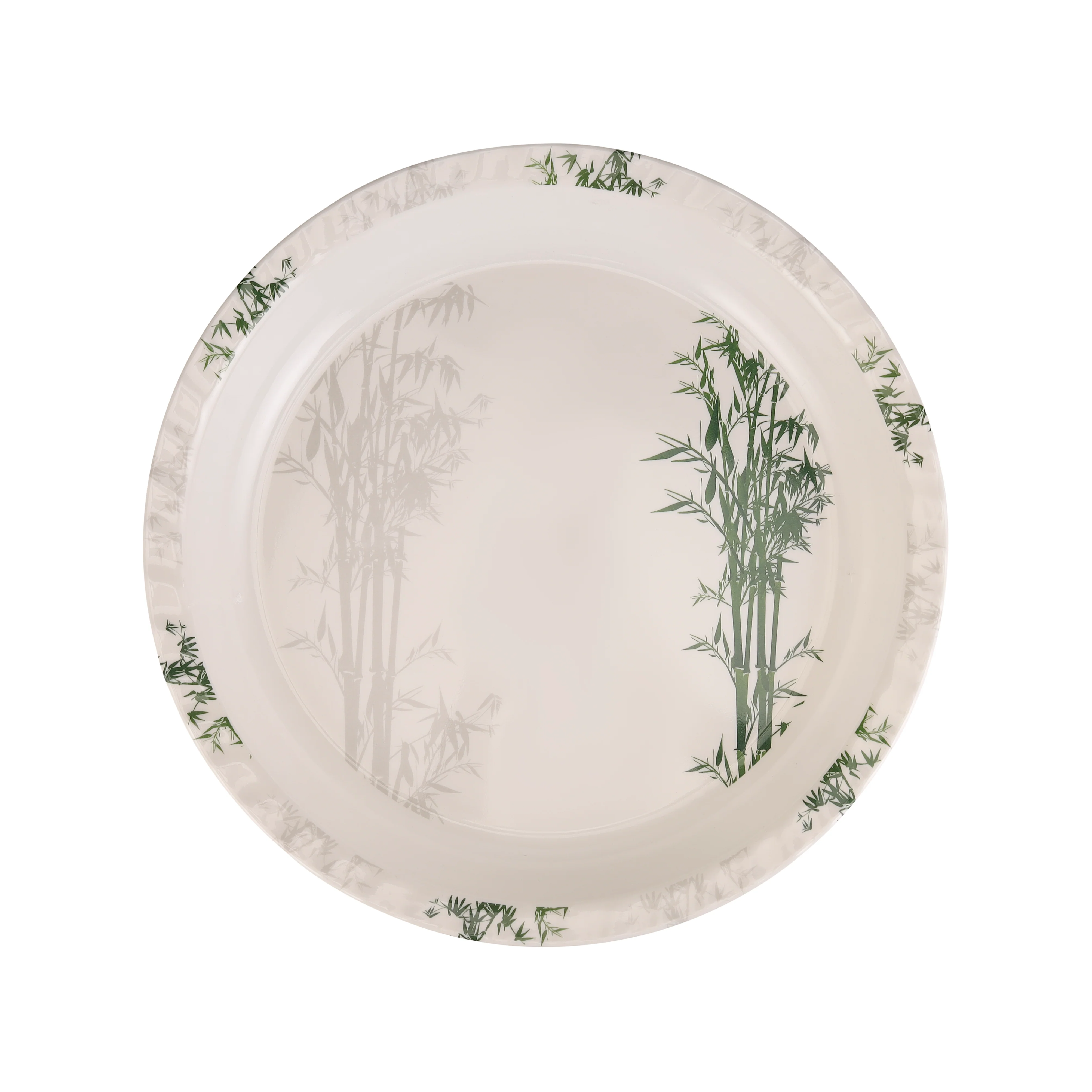 Royalford RF10417 18 Inch Melamine Round Tray | Elegant Bamboo Design Chip-Resistant Dishwasher Safe Serving Tray | Perfect for Home, Restaurant & Catering Use - Image 2