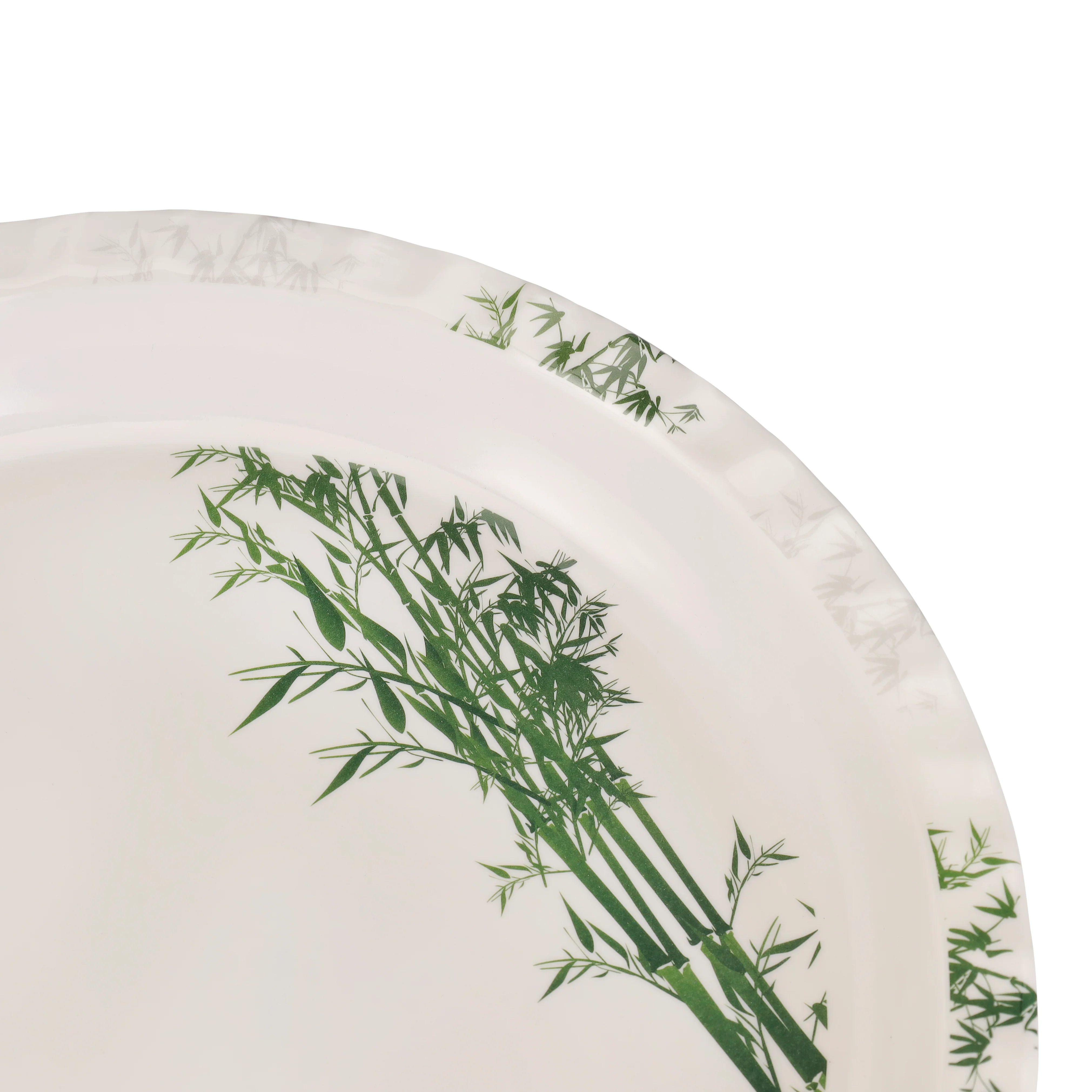 Royalford RF10417 18 Inch Melamine Round Tray | Elegant Bamboo Design Chip-Resistant Dishwasher Safe Serving Tray | Perfect for Home, Restaurant & Catering Use - Image 5