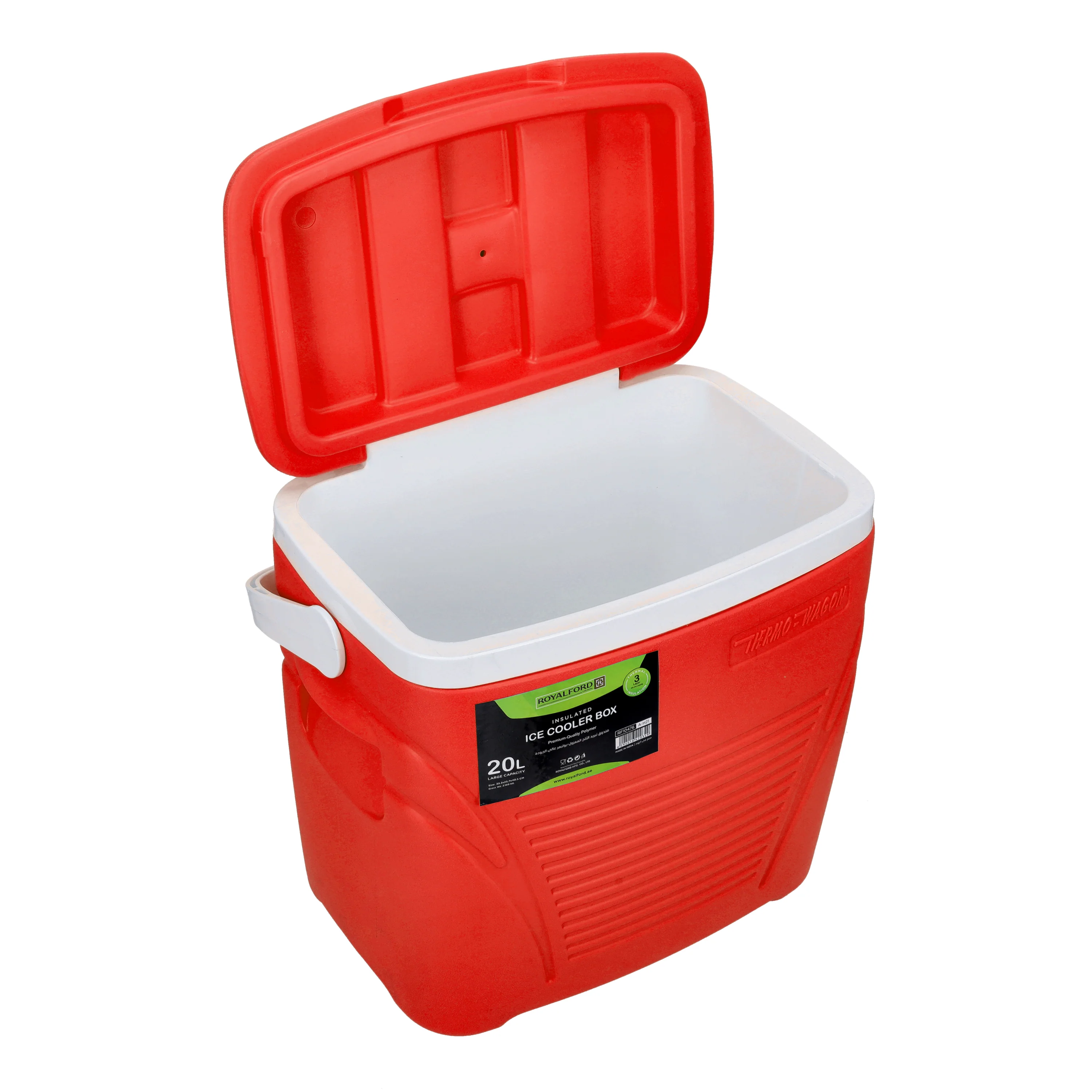 Royalford RF10476 Insulated Ice Cooler Box 20L | Three-Layer Thermal Ice Box | HDPE Outer Shell | PU Foam Insulation & Food-Grade PP Inner Wall for Travel & Outdoor Use - Image 4