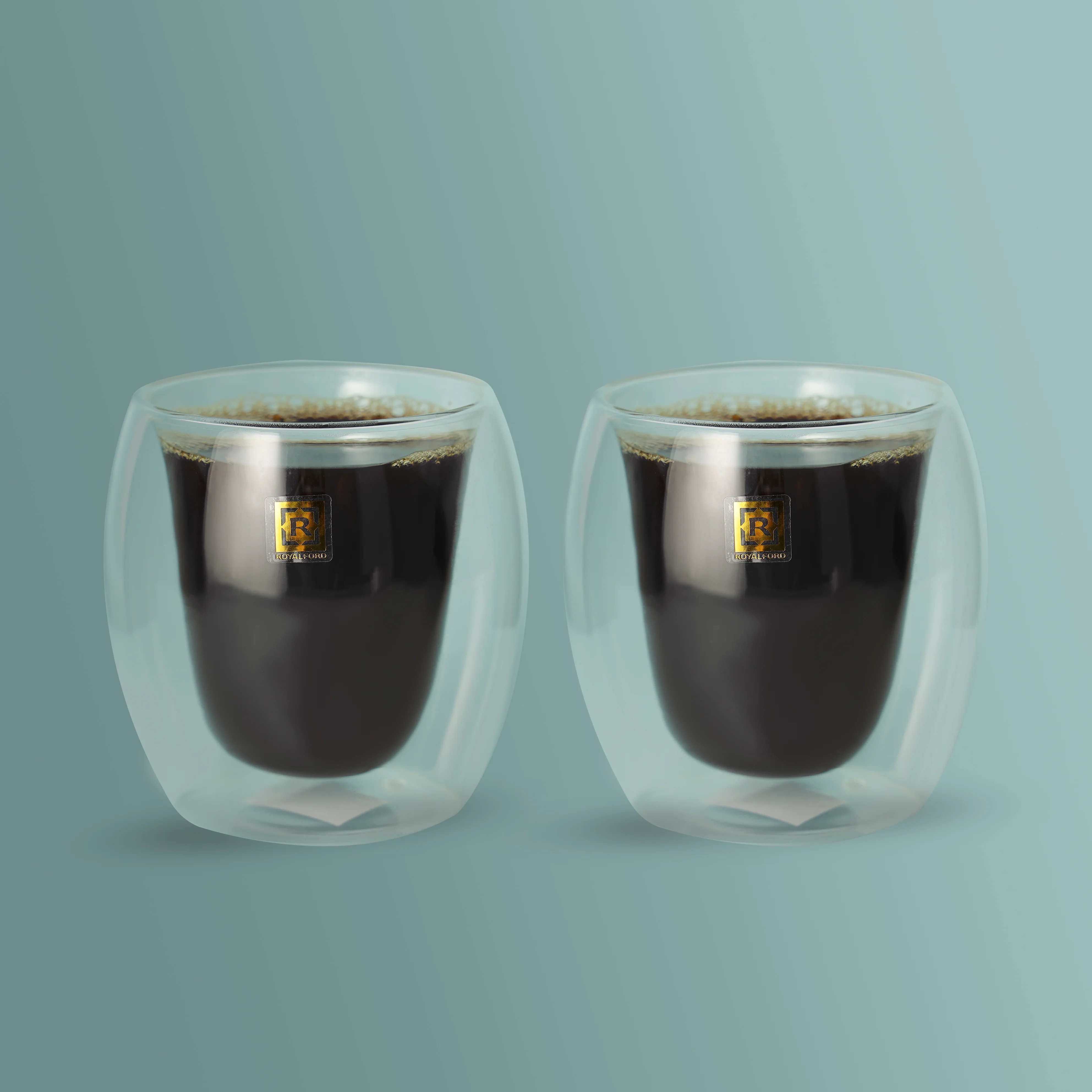 Royalford RF10526 Double Wall Cup Set | Premium Borosilicate Glass Drinkware | 2-Piece 300ml Heat-Resistant Cups for Hot & Cold Beverages |  Stylish Modern Design - Image 2