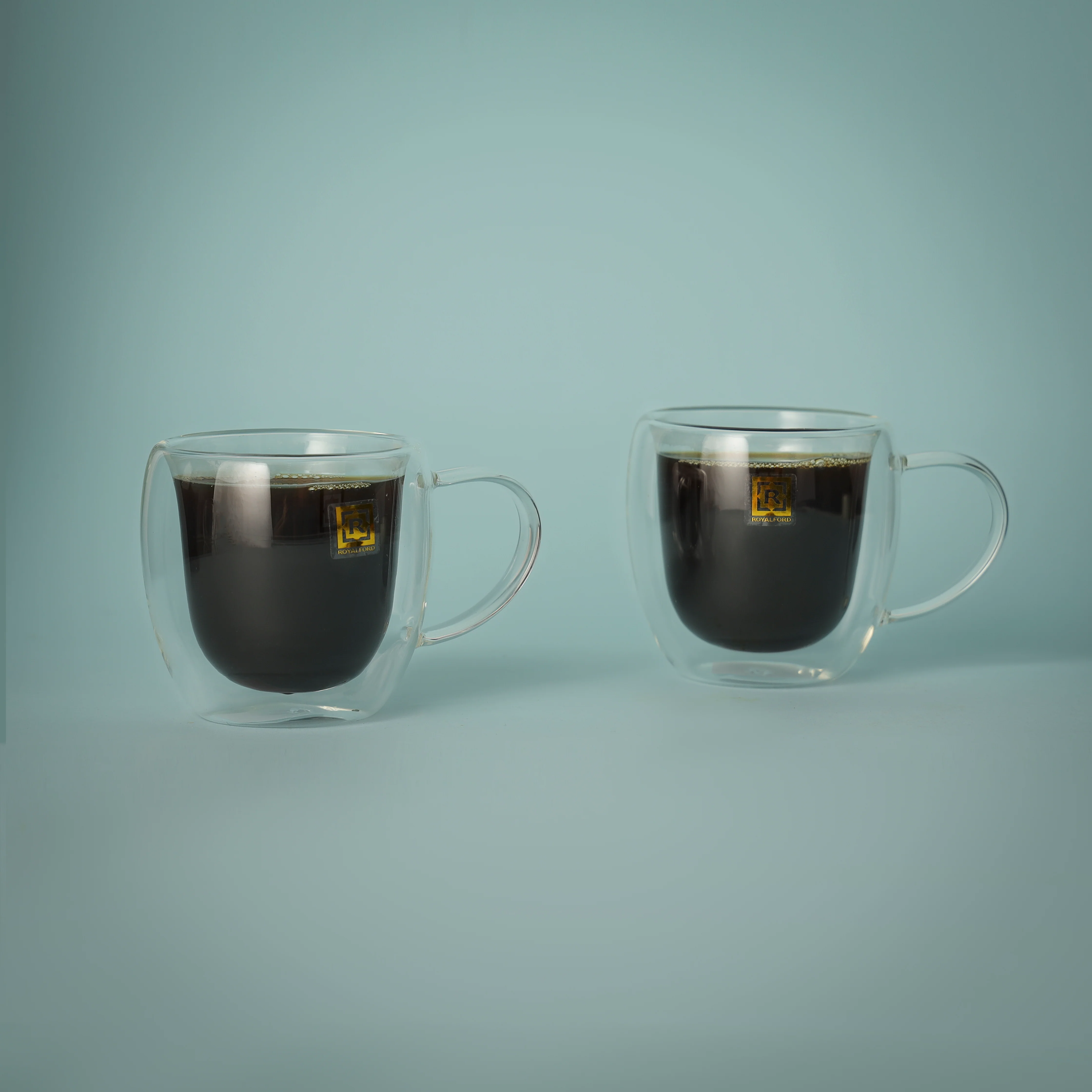 Royalford RF10528 Double Wall Mug Set | Premium Borosilicate Glass Design | 2 Heat-Resistant 250ml Cups for Hot & Cold Beverages | Elegant Insulated Clear Mug Style - Image 2