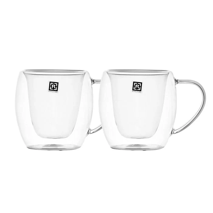Royalford RF10528 Double Wall Mug Set | Premium Borosilicate Glass Design | 2 Heat-Resistant 250ml Cups for Hot & Cold Beverages | Elegant Insulated Clear Mug Style - Image 3