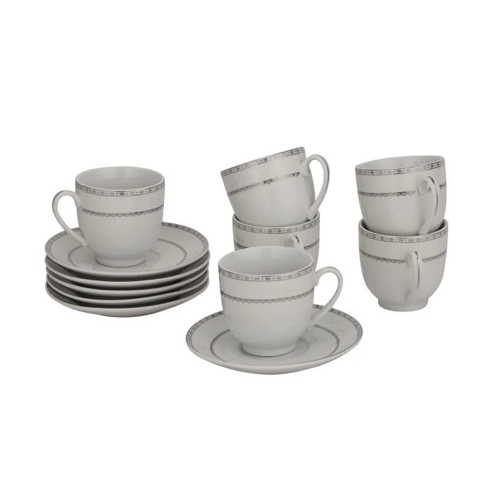 Royalford RF10554 Cup & Saucer Set 12 Pcs | Premium Porcelain 180ml Tea Cups with Matching Saucers| Elegant White Design| Dishwasher Safe & Freezer Safe Tableware Set - Image 3
