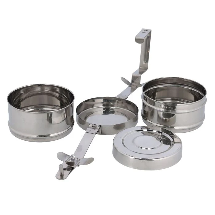 Royalford RF10557 2 Layer Stainless Steel Bombay Tiffin | Food Grade Durable Lunch Carrier |  Secure Locking Clips &  Sturdy Handle| Ideal for Office, School & Travel Use - Image 5