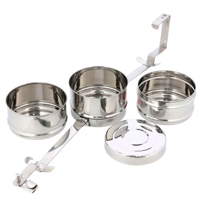 Royalford RF10558 3 Layer Bombay Tiffin Stainless Steel | Premium Food Grade Steel| Stackable Lunch Carrier with Handle for Office, School Travel & Daily Meal Storage Use - Image 3