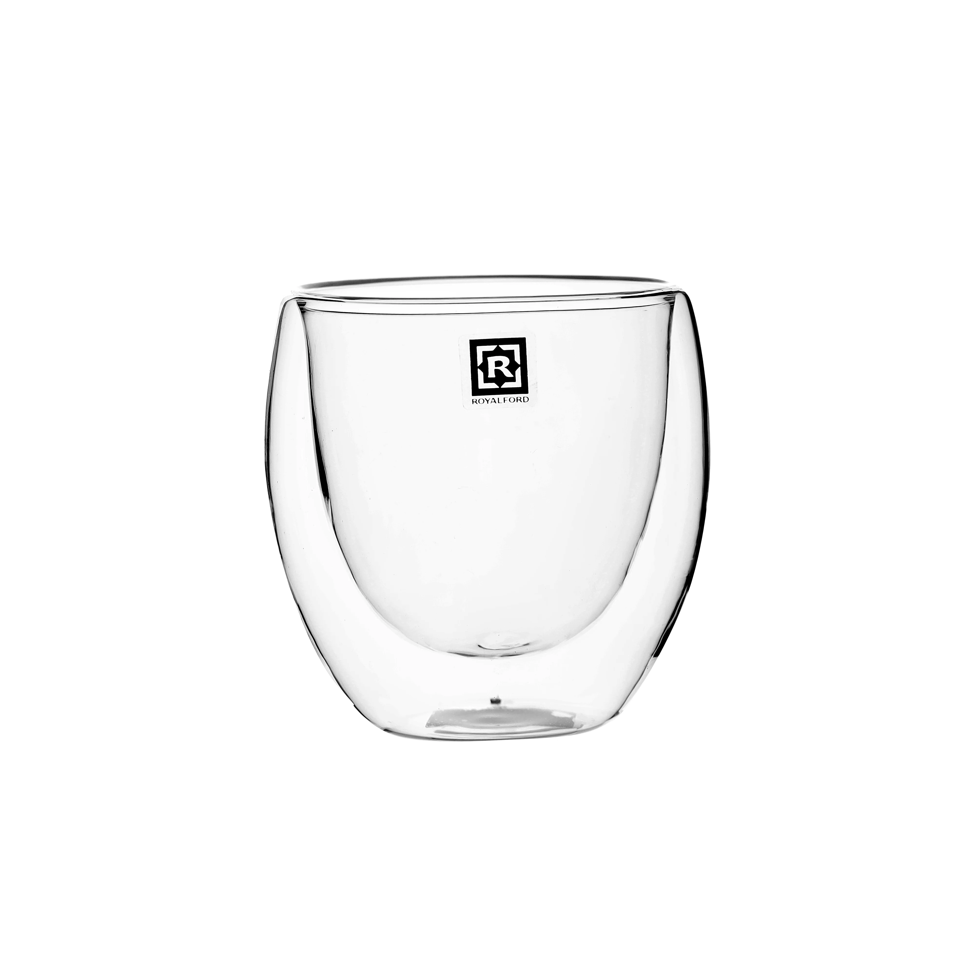Royalford RF10568 Double Wall Borosilicate Glass Cup Set | 4 Pcs 80ml Espresso Cups |  Heat Resistant Insulated Clear Glassware |  Perfect  for Home & Office Use - Image 5