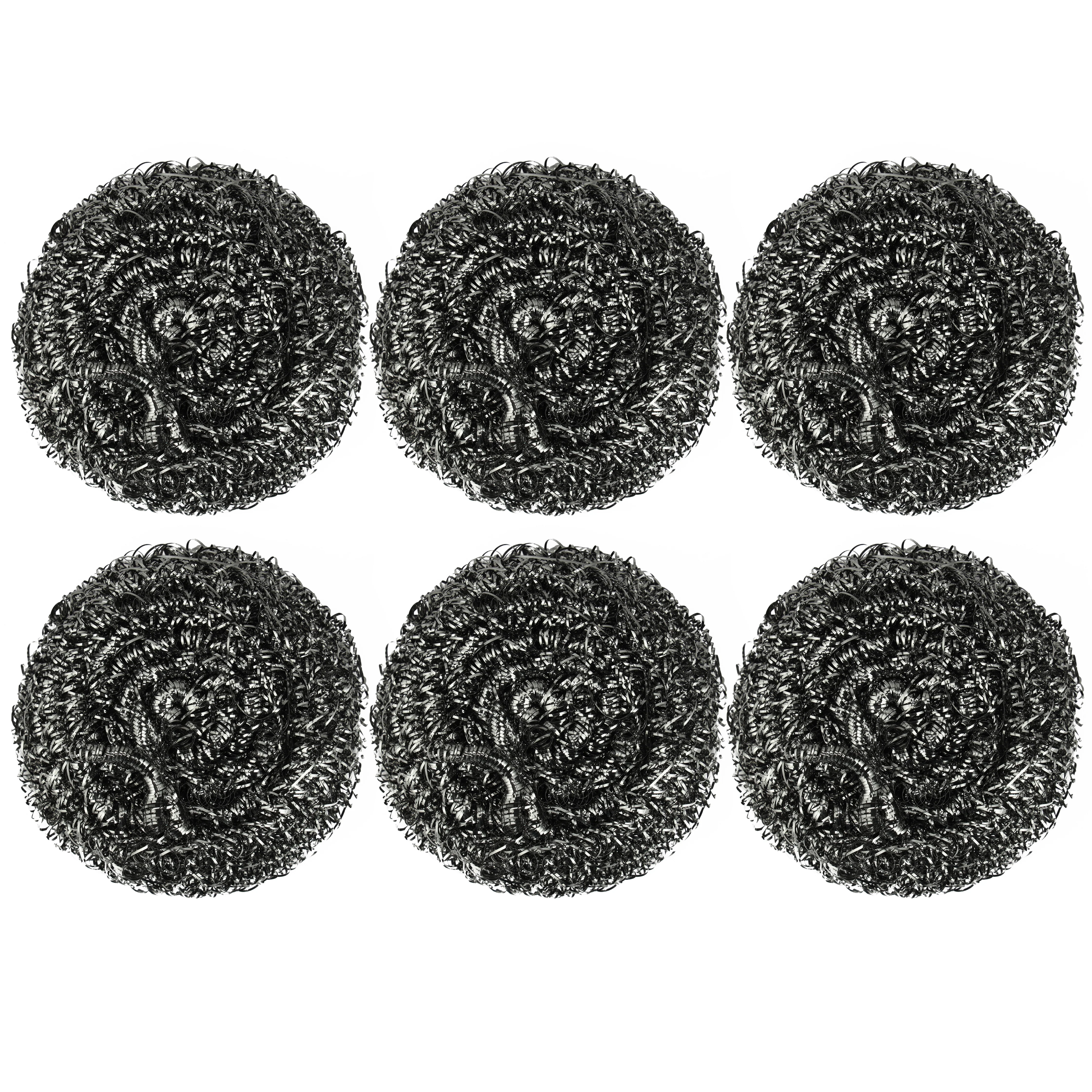 Royalford RF10637 Stainless Steel Scourer 6PCS| heavy-duty cleaning power & rust-proof durability|effective grease removal for pots, pans, sinks, and kitchen surfaces|