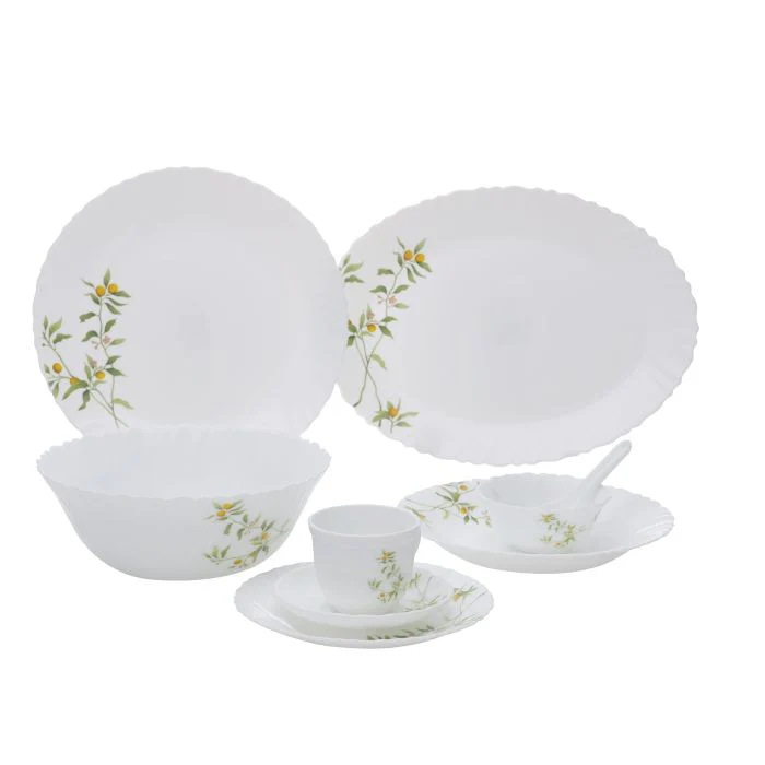 Royalford RF10678 44-Piece Opalware Dinner Set | Durable Opal Glass Tableware | Dinner Plates, Dessert Plates, Soup Plates, Bowls, Cups & Saucers| Orange Blossom Design - Image 3