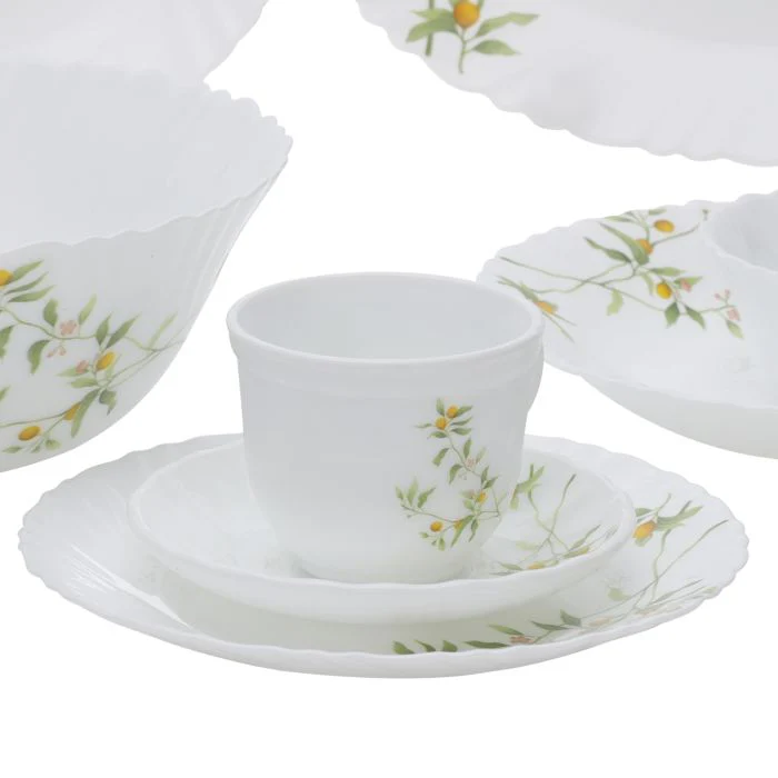 Royalford RF10678 44-Piece Opalware Dinner Set | Durable Opal Glass Tableware | Dinner Plates, Dessert Plates, Soup Plates, Bowls, Cups & Saucers| Orange Blossom Design - Image 6
