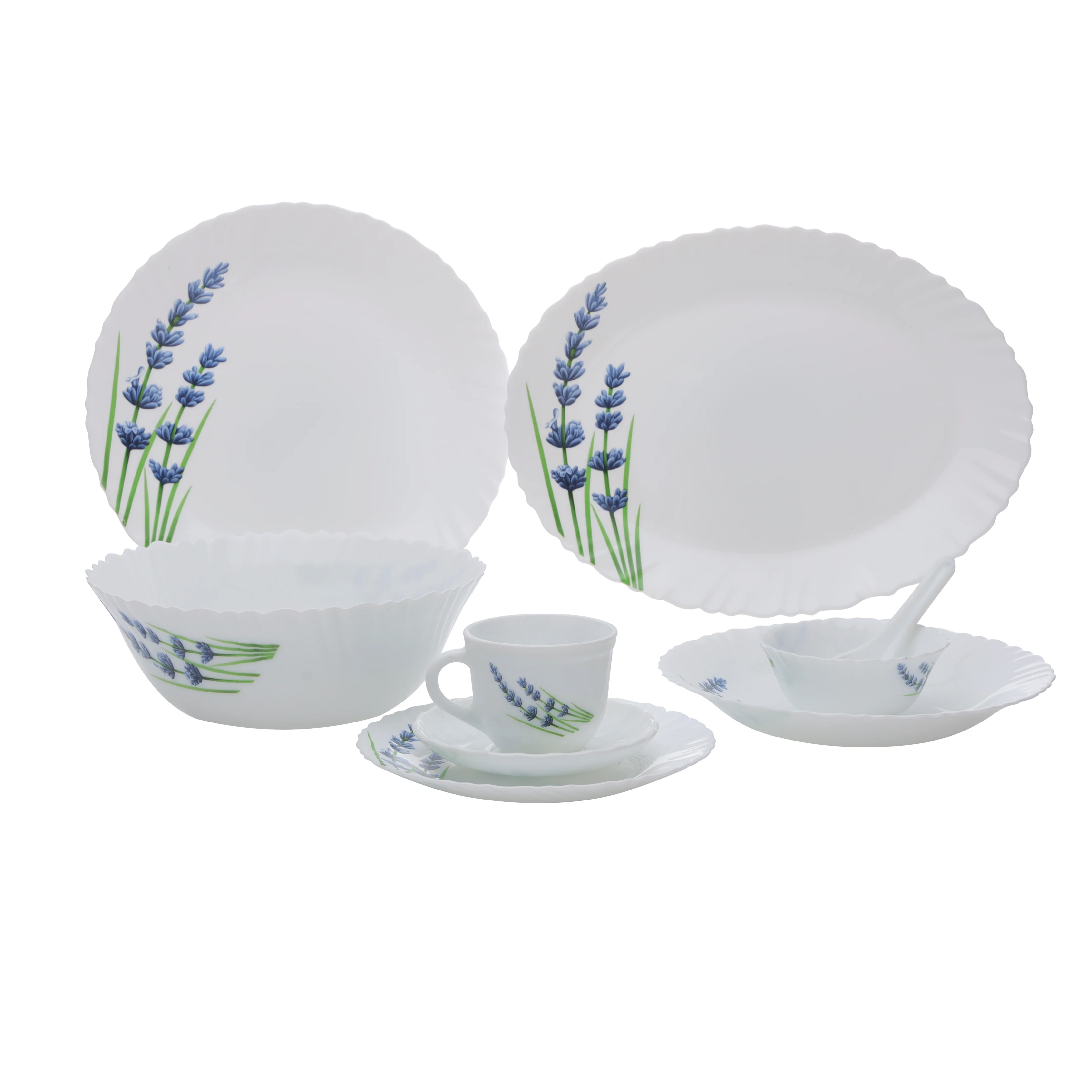 Royalford RF10679 44-Piece Opalware Dinner Set | English Lavender Design | | Lightweight & Elegant Floral Pattern| Dishwasher & Freezer Safe |Complete Family Tableware - Image 3