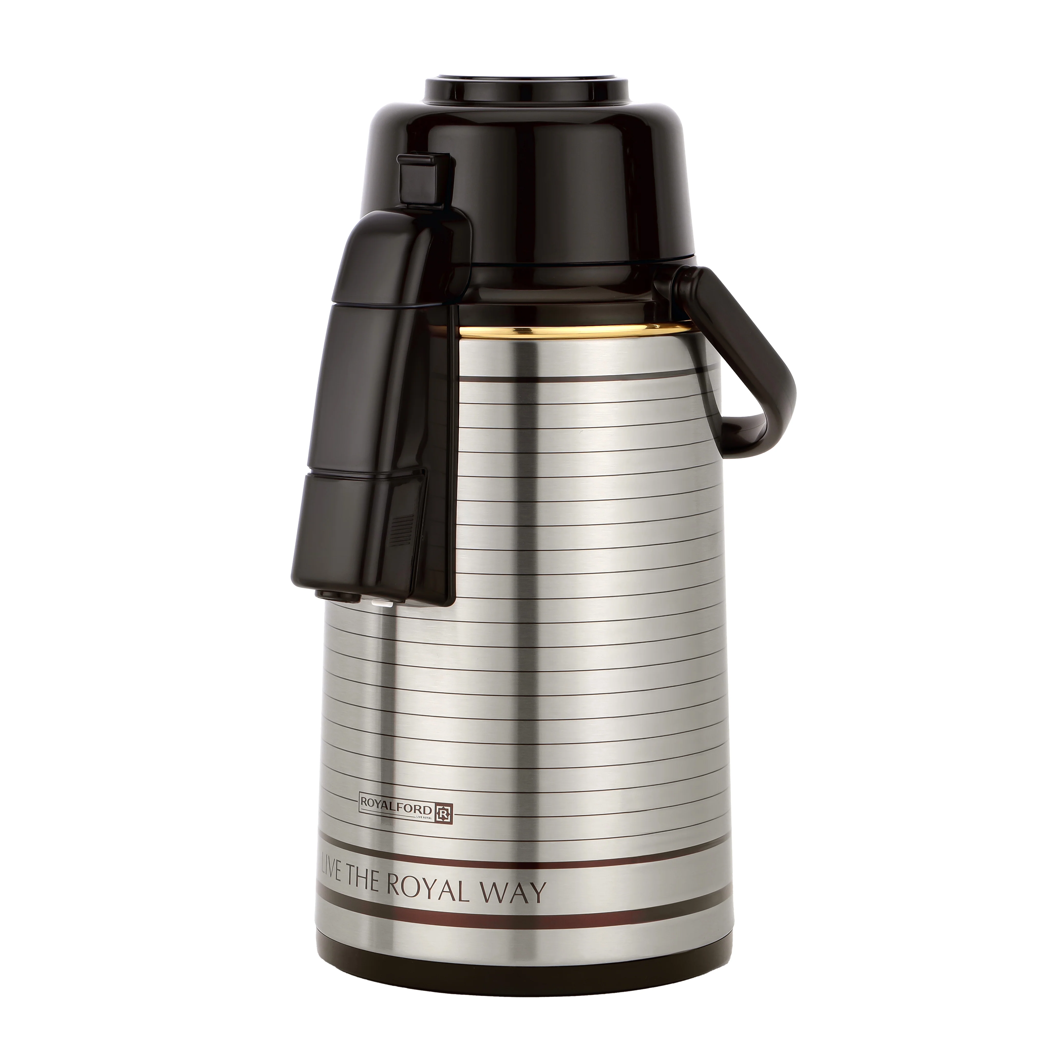 Royalford RF10725 3.0 Litre Airpot Flask with Pump Action | Double Wall Vacuum Insulated Stainless Steel Body | Keeps Beverages Hot for 18 Hours and Cold for 24 Hours - Image 3