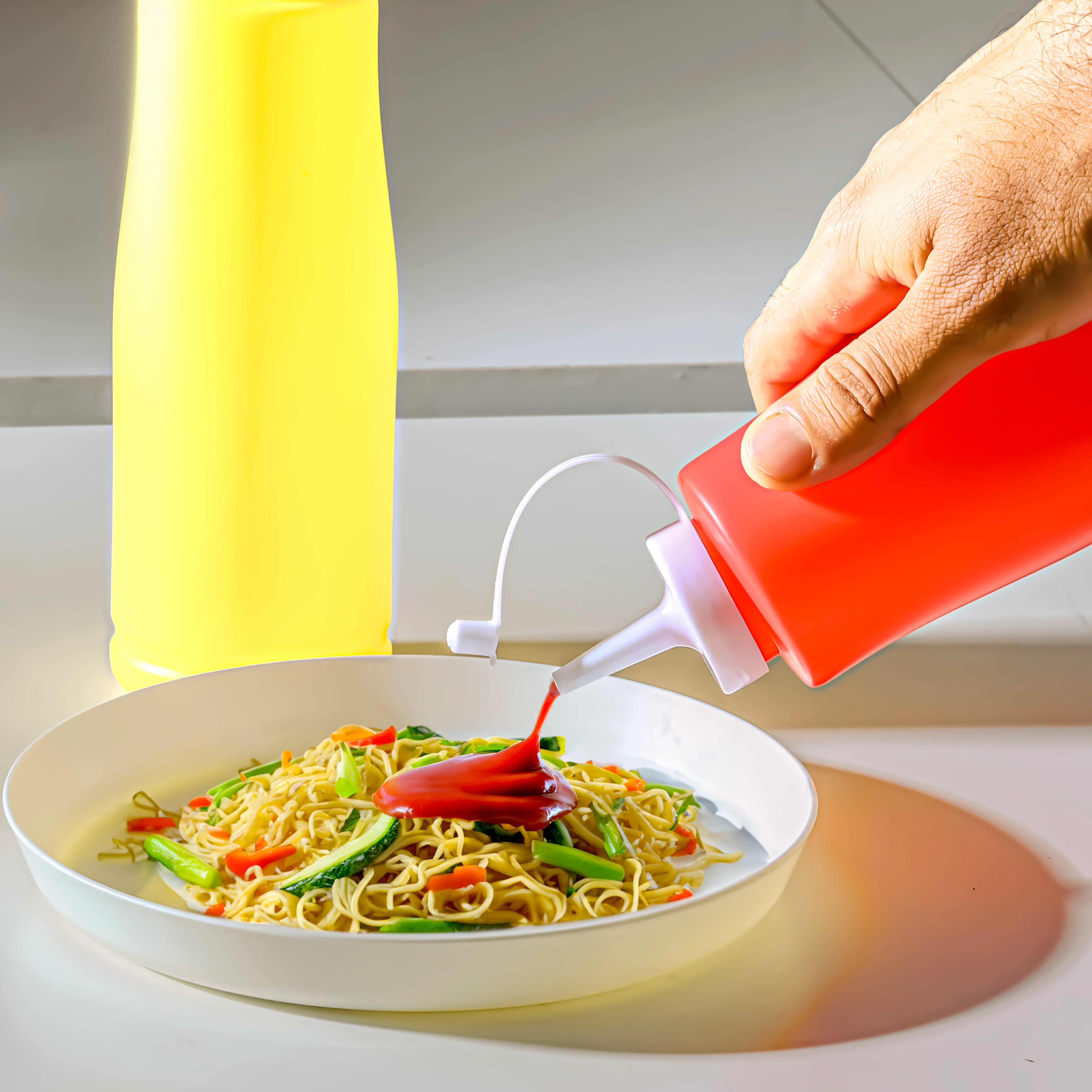 Royalford RF10729 Ketchup Bottle Set| 2 PCS 600ML Sauce Dispenser Bottles with easy squeeze design| leakproof nozzle, plastic build, for sauces and kitchen use| - Image 2